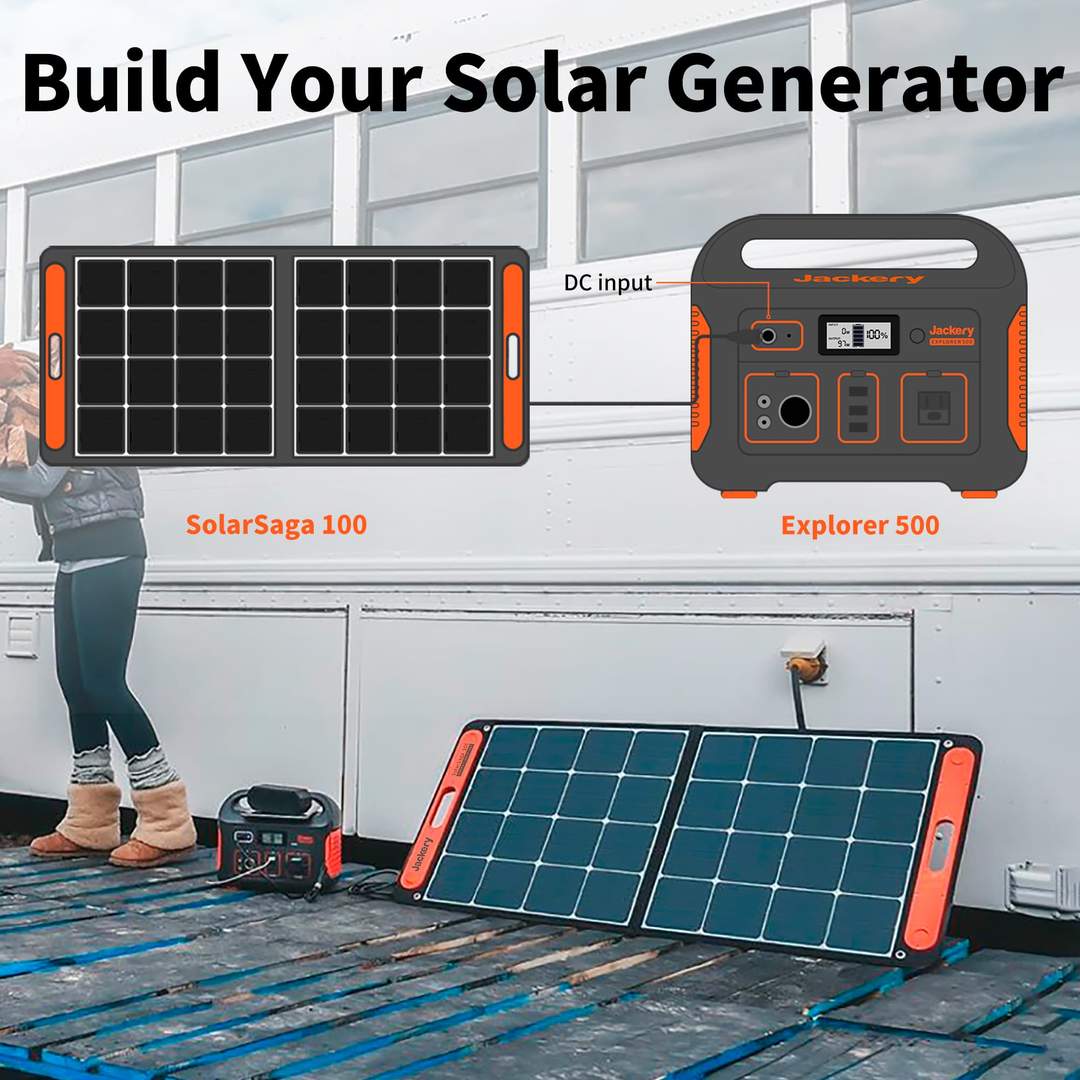 Gerador solar Jackery 500 (Jackery 500 + SolarSaga 100W)