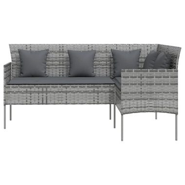 vidaXL Loungesofa Sofa in L-Form mit Kissen Poly Rattan Grau, 1 Teile