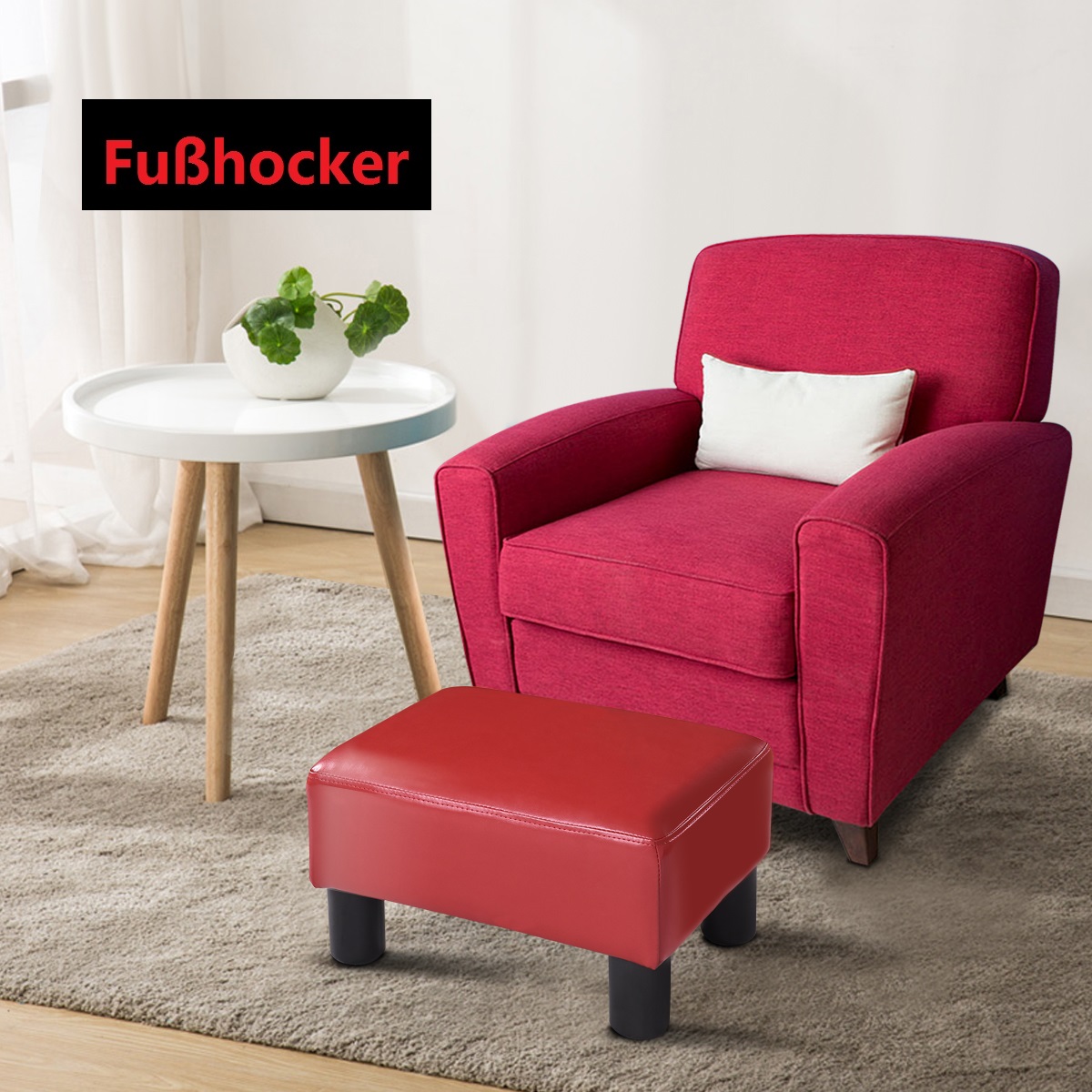 Costway COSTWAYKleiner Fußhocker, Hocker aus Kunstleder