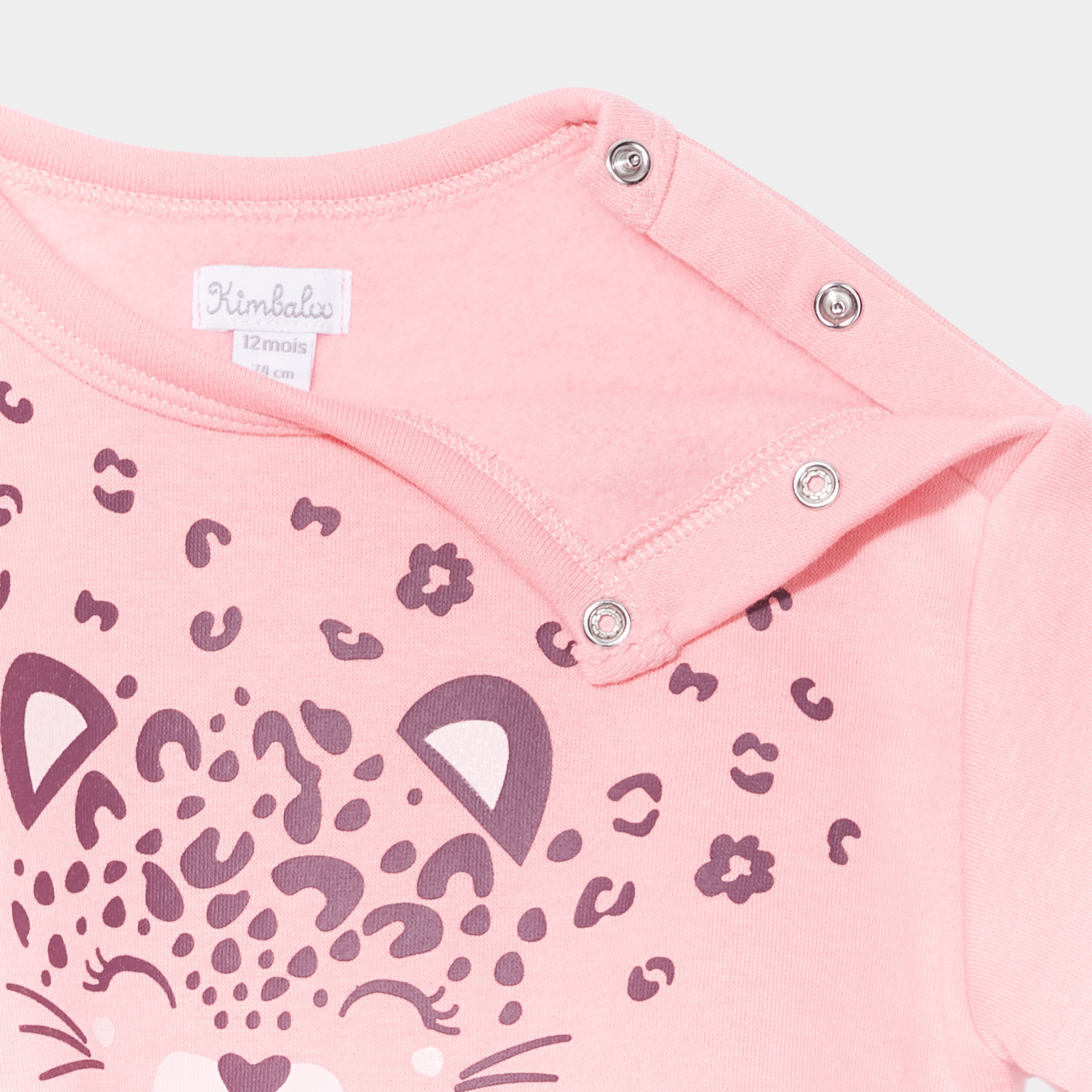 Sweat manches longues épaule boutonnée rose bébé fille | La Halle