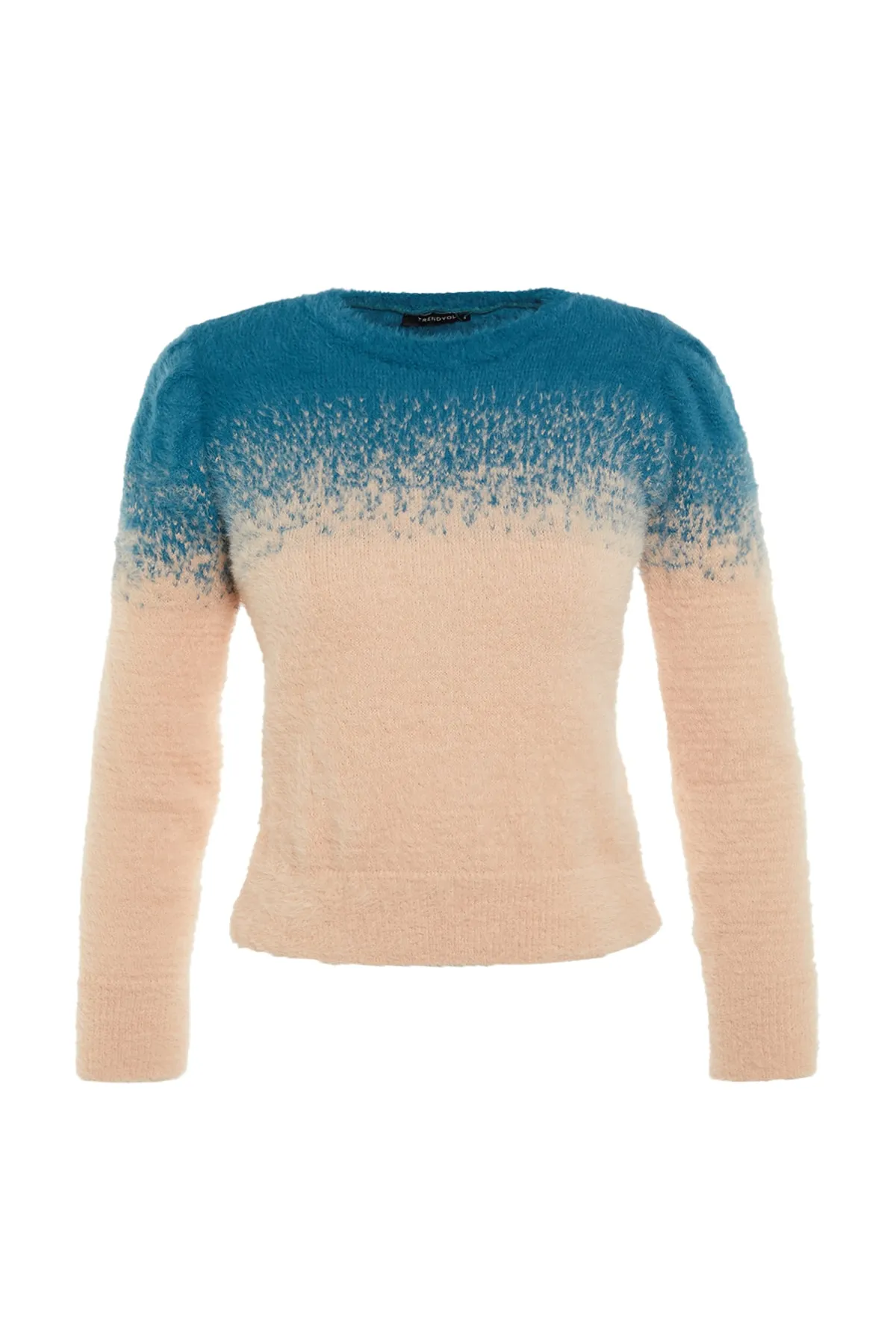 Trendyol Collection  Petrolfarbener Fuzzy-Strickpullover TWOAW22KZ0092