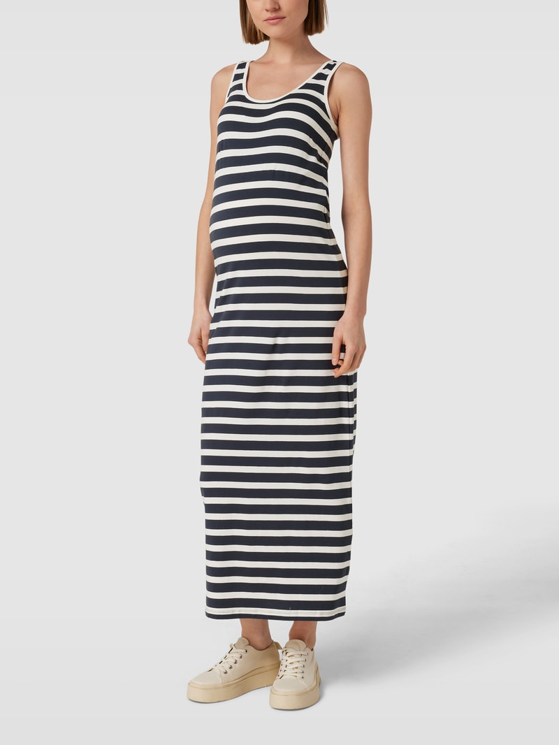 Ärmelloses Umstands-Maxikleid mit Streifenmuster in marineblau