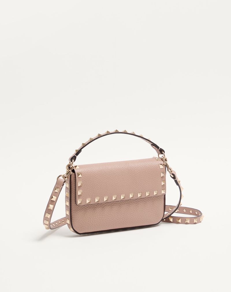 Rockstud-pung i granatfarvet kalveskind