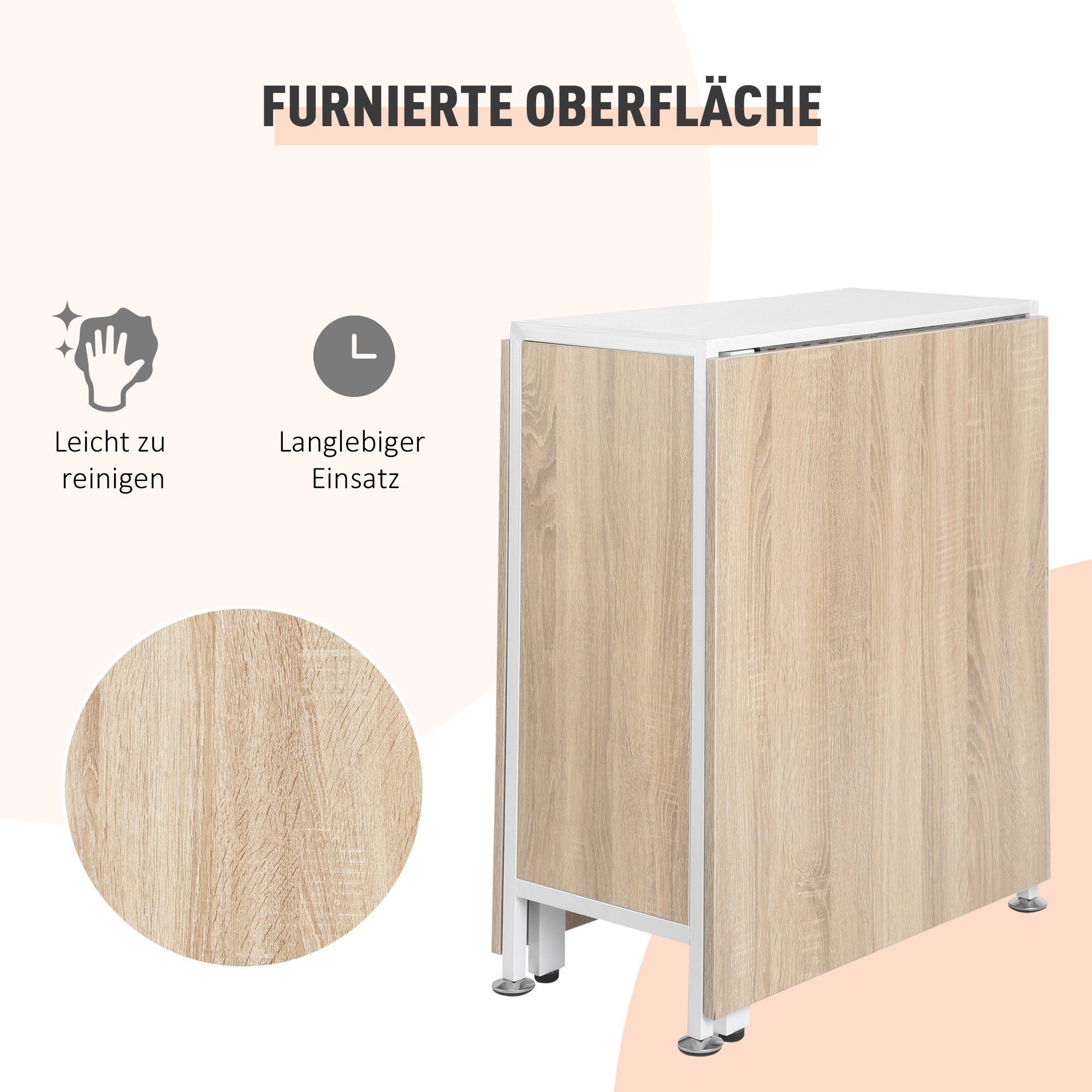 HOMCOM Klapptisch Klapptisch mit Stauraum