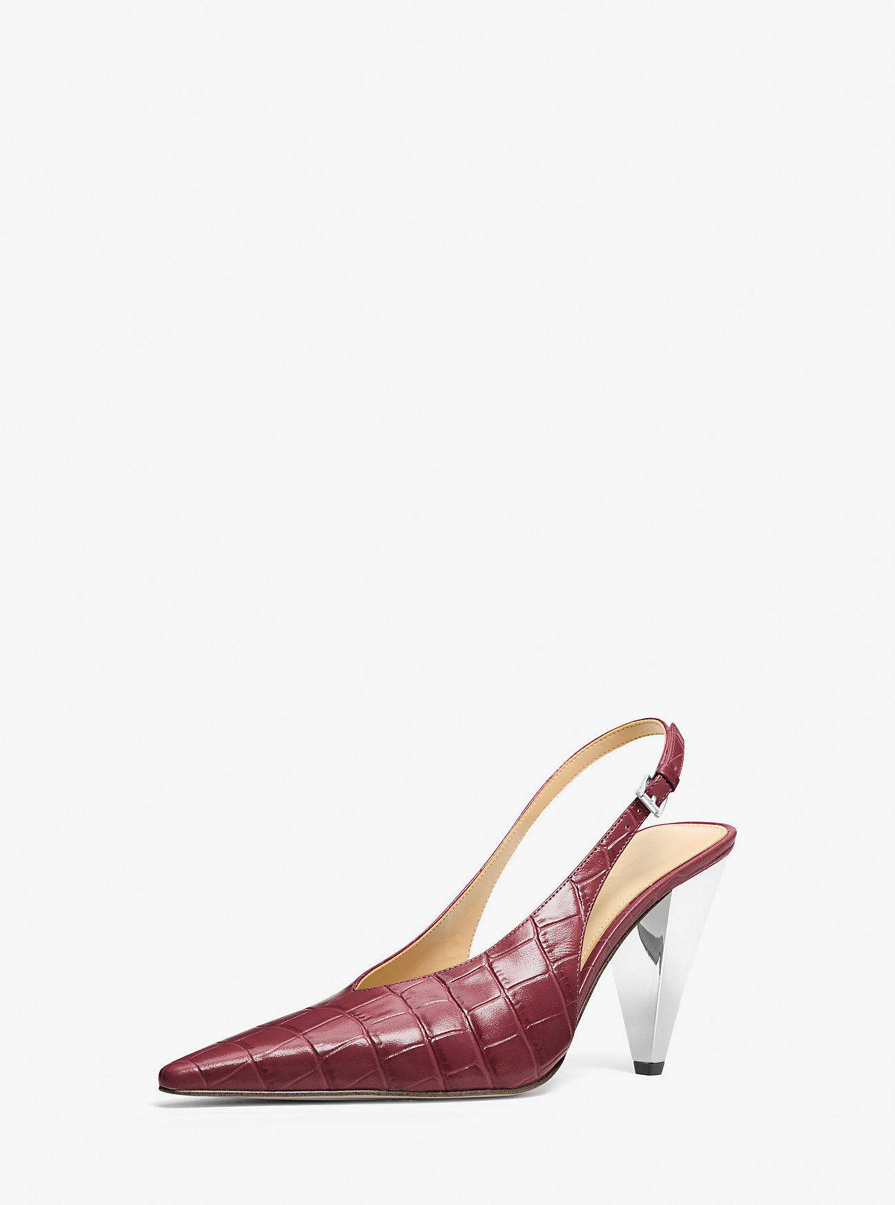 Electra krokodillepreget skinnslingback-pumps - OXBLOOD