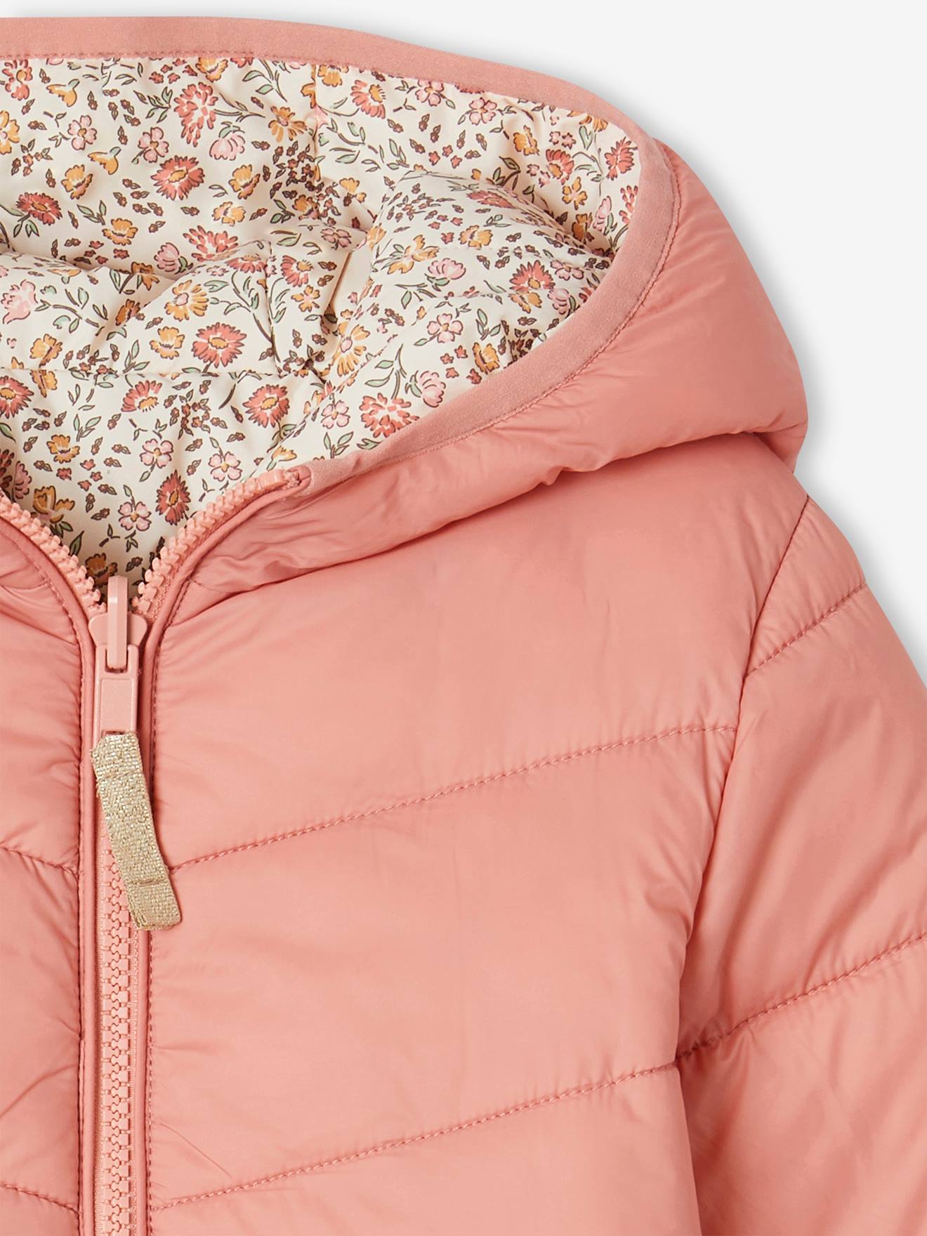 Vertbaudet Leichte Mädchen Wende-Steppjacke mit Recycling-Polyester - aprikose pudrig