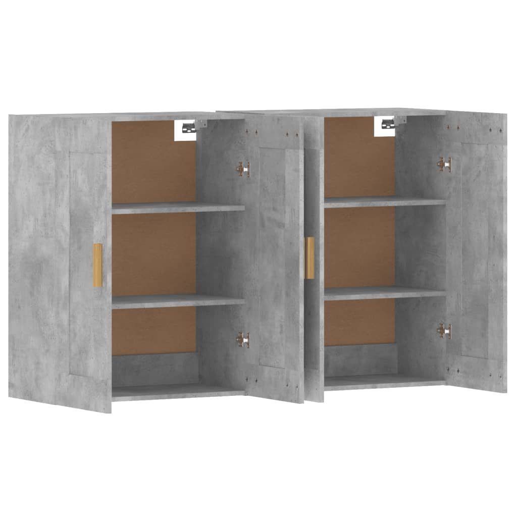 vidaXL Sideboard Wandschränke 2 Stk. Betongrau Holzwerkstoff (2 St)