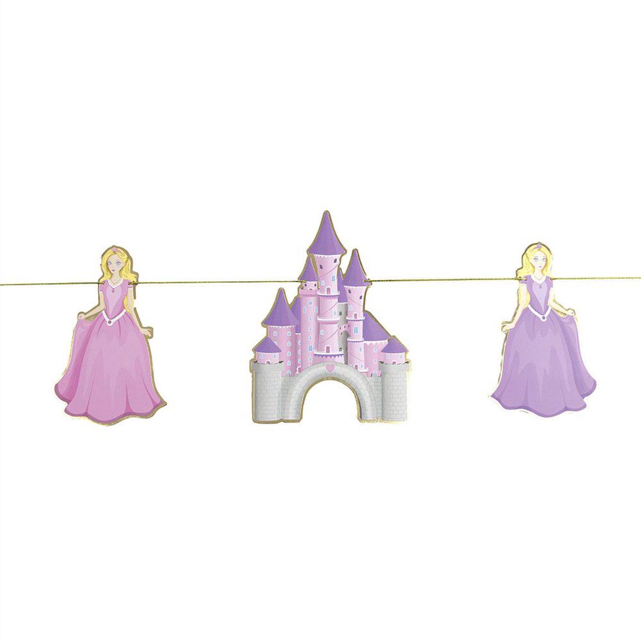 Guirlande fanions carton princess 3M multicolore violet