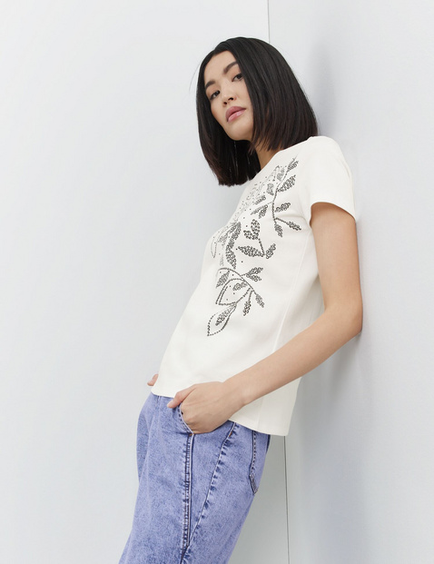 Baumwoll-T-Shirt mit platziertem Print