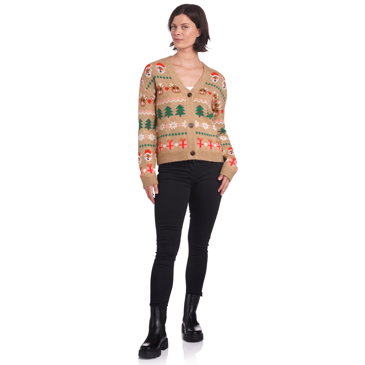 Damen Weihnachtsstrickjacke gemustert