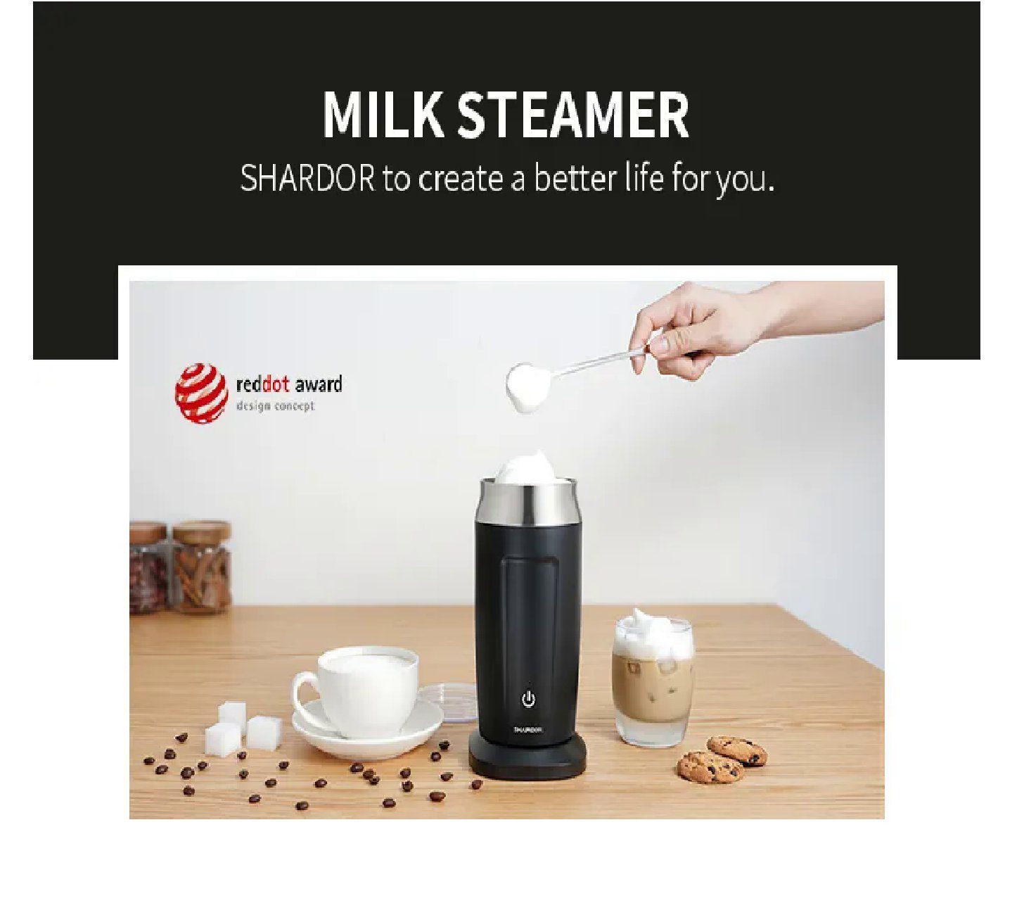 Shardor Milchaufschäumer 3-in-1-Maschine, 500 W, für warme und kalte Milch