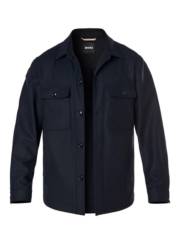 BOSS Black, Overshirt, Relaxed Fit, Wolle, dunkelbau