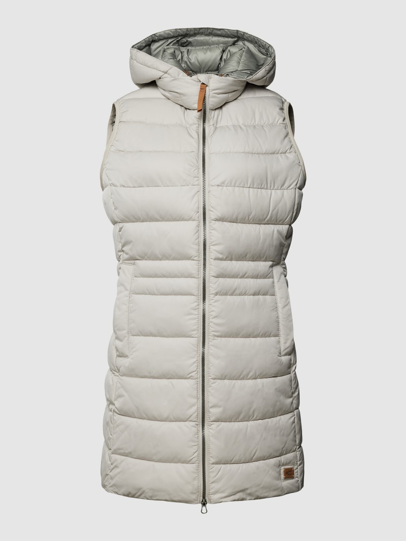Steppweste mit Label-Patch in beige