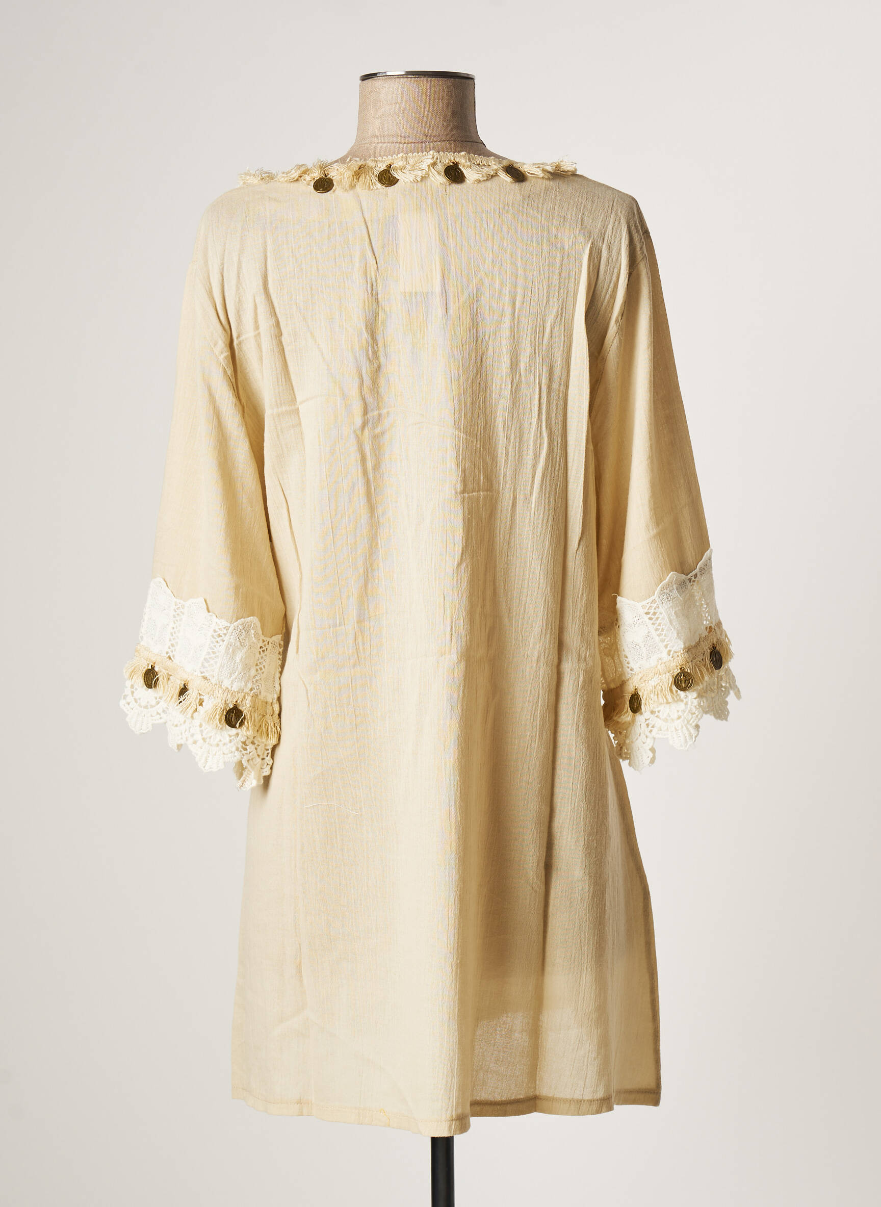 Tendance Unique Tuniquemanchelongue Femme couleur beige