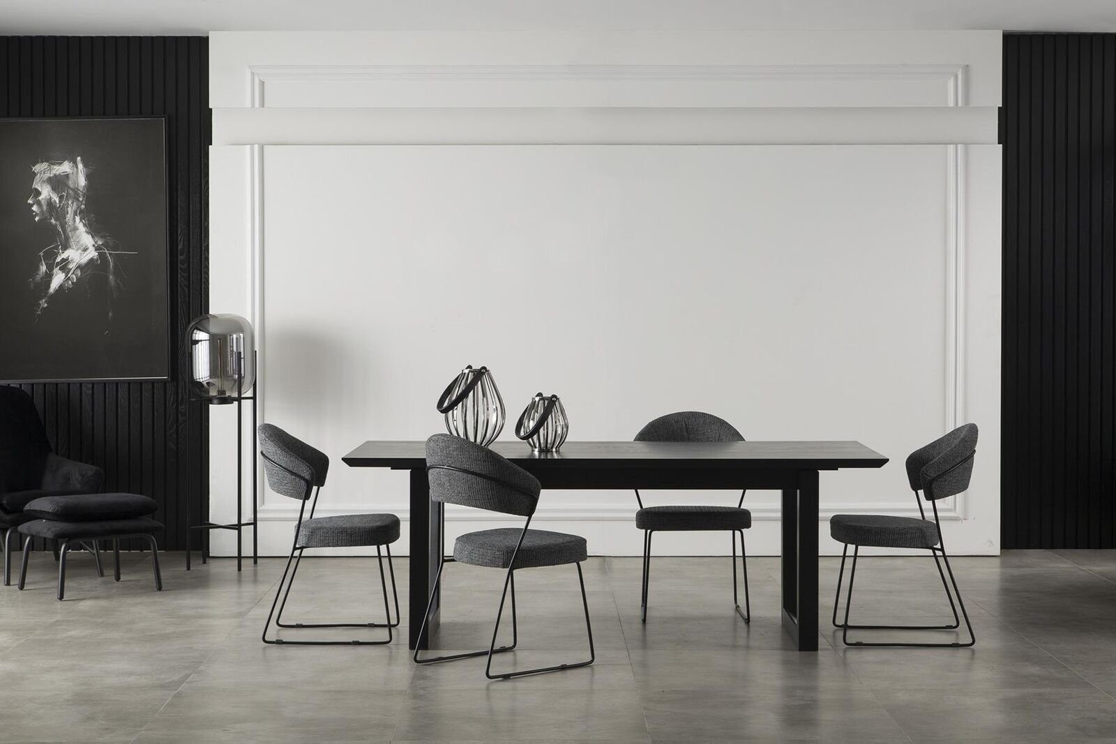JVmoebel Esszimmer-Set Esszimmer Tisch mit 4 Lehnstühlen Essgarnitur Essgruppe Möbel 5tlg., (5-St., 1x Esstisch + 4x Stühle), Made in Europa