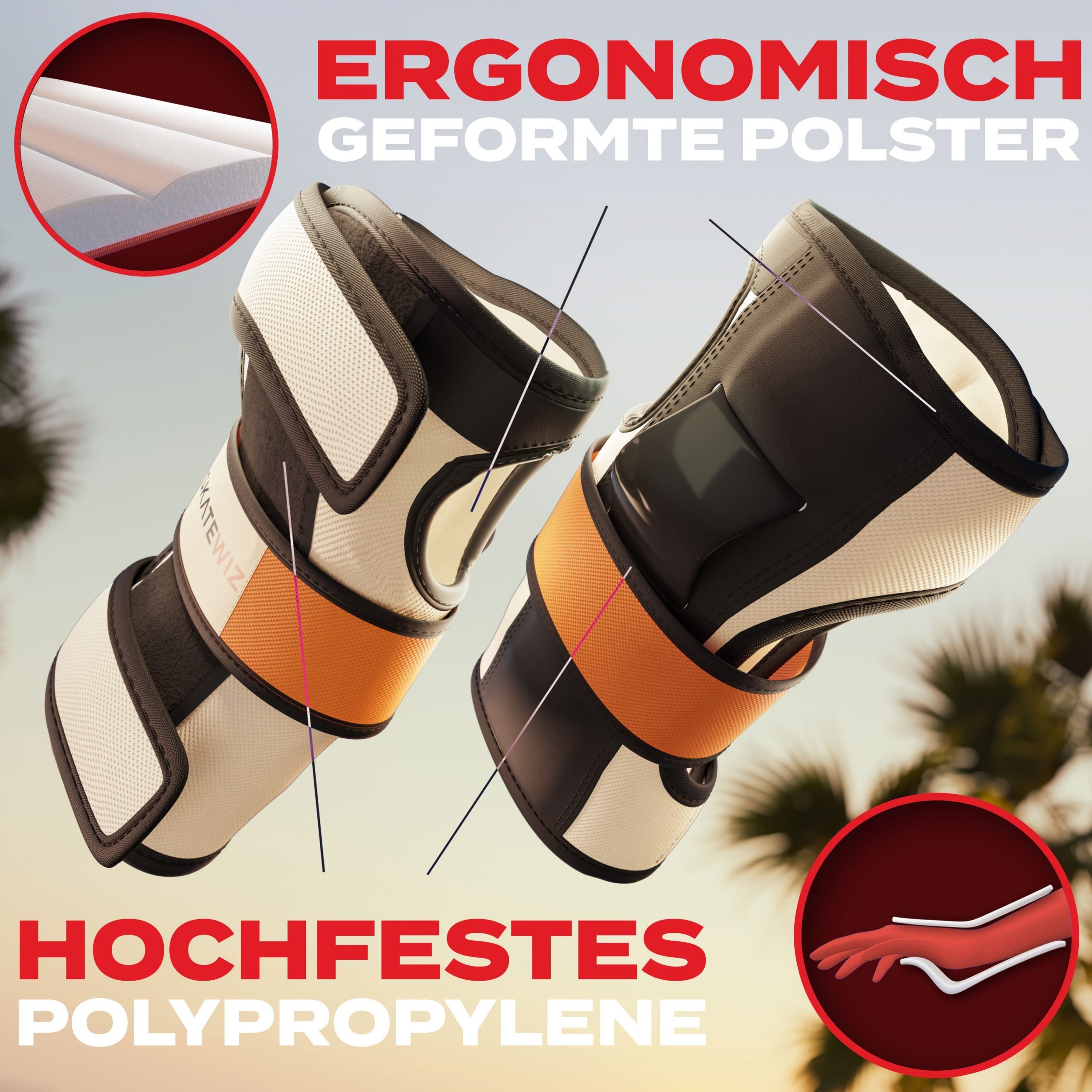 SKATEWIZ Protektoren-Set SHIELD - Skateboard Schonerset für Jugendliche und Erwachsene (Inliner Protektoren Damen Ellbogenschützer Herren, 7-tlg., Handschoner, Ellbogenschoner & Knieschoner Set), Rollschuhe, Schlittschuhe Damen & Skateboard