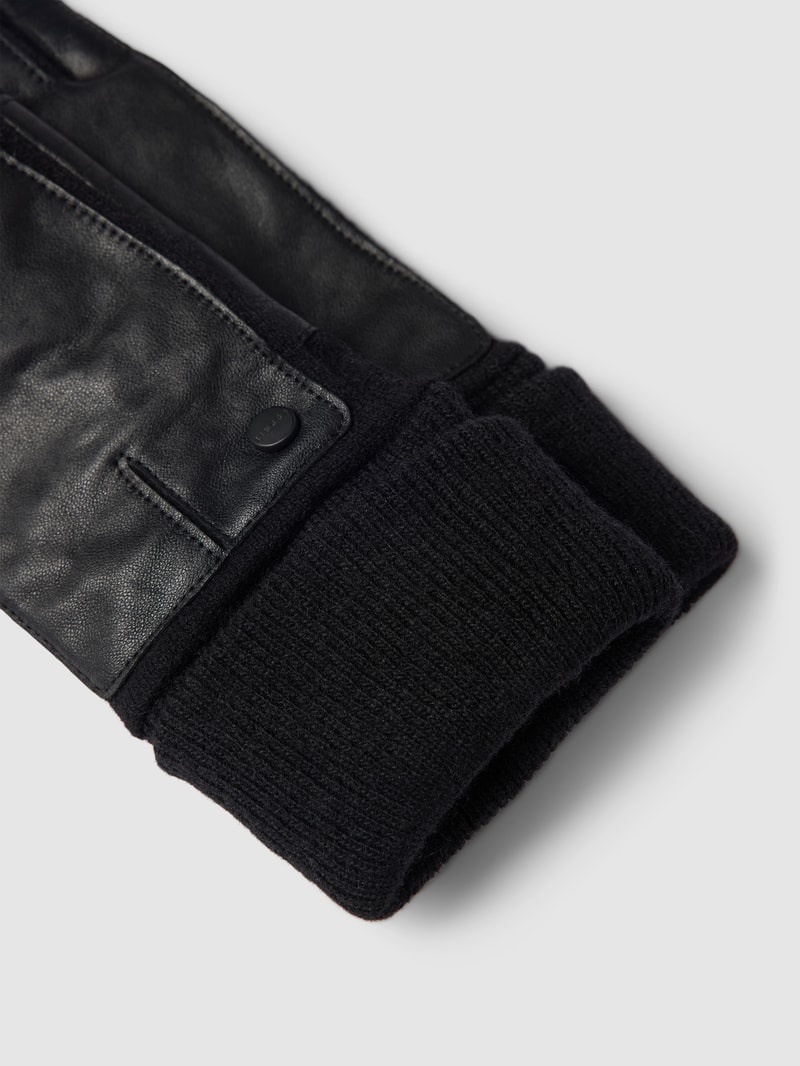 Handschuhe aus Lammleder mit breitem Umschlag in schwarz