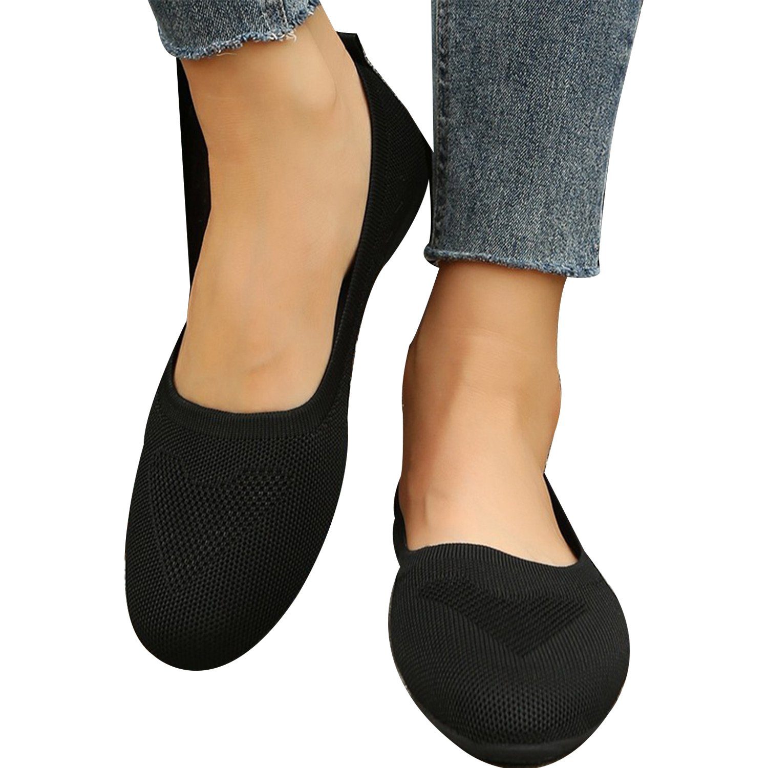 MAGICSHE Damen Schlupfschuhe Elegant Ballerina Ballerina Leichte, atmungsaktive Strickschuhe