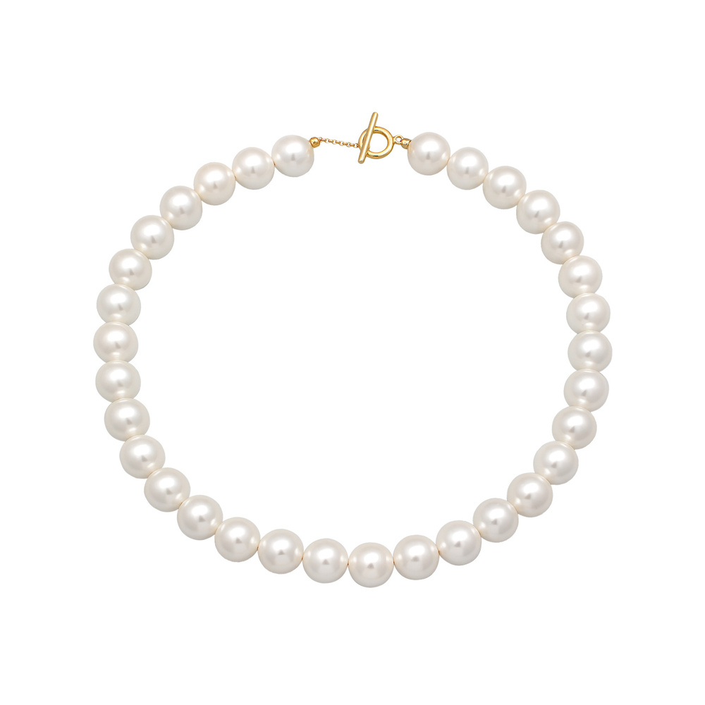 Elli Elli Collier Femmes Tendance T-Bone fermoir avec perles de coquillage en argent s collier