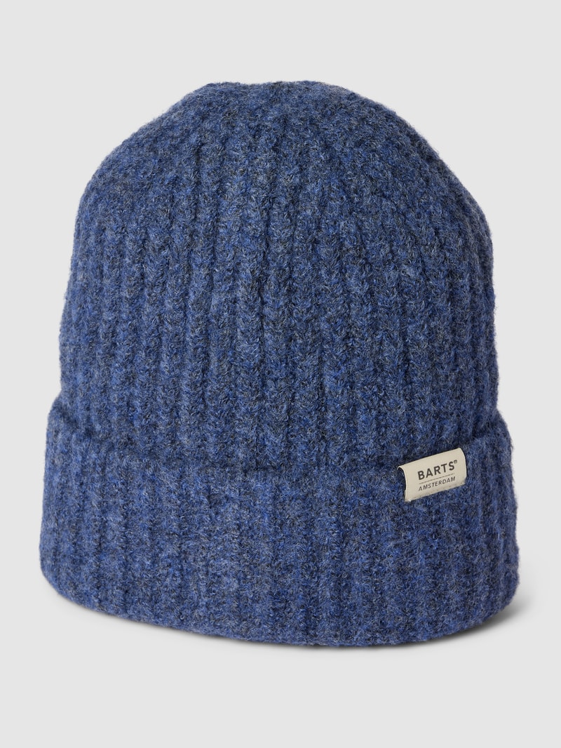 Mütze mit Label-Detail Modell 'Neide' in marineblau