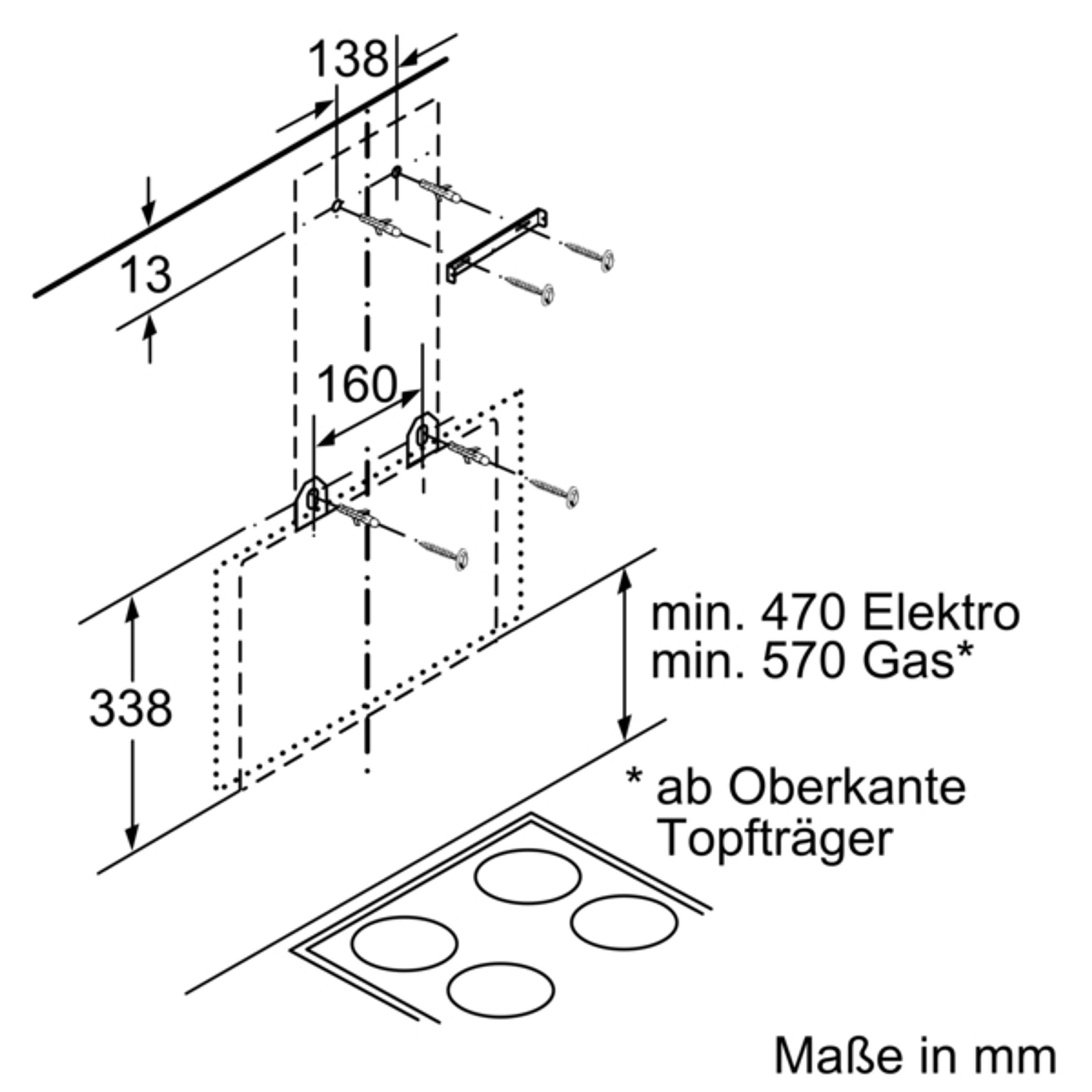 BOSCH Wandhaube DWK065G60, Bosch Serie 2, 60 cm, Schwarz, Einbau