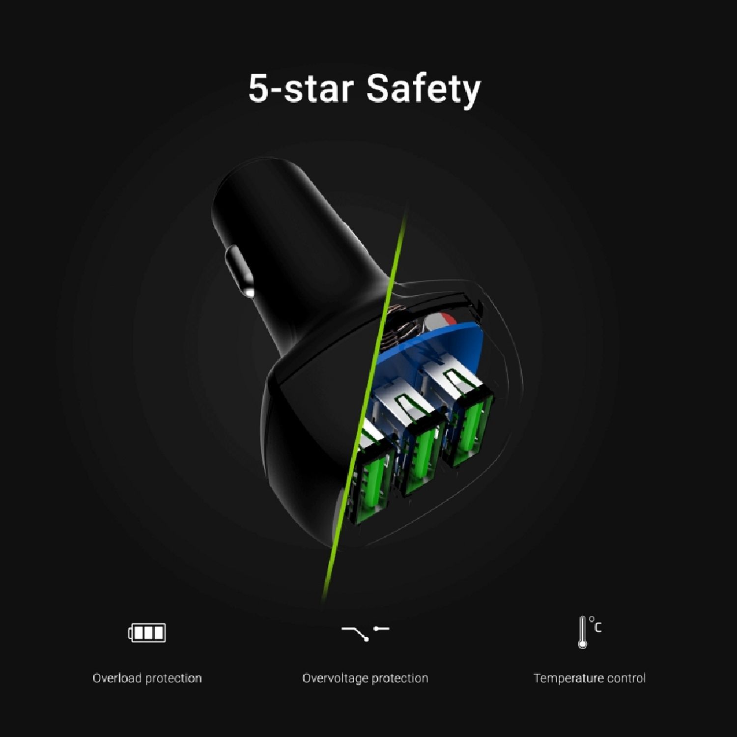 Green Cell PowerRide 54W USB In-Car Charger