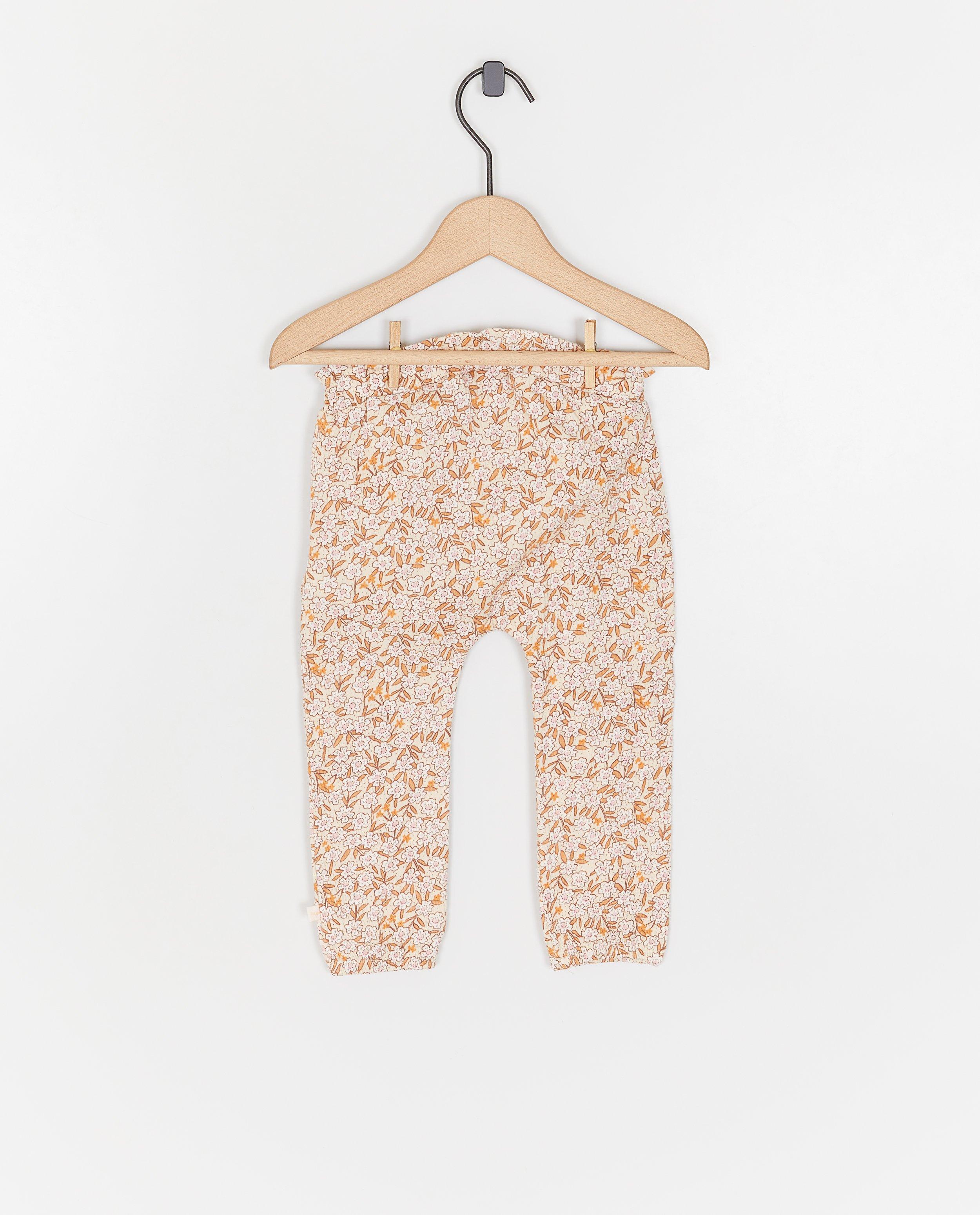 Pantaloni Feetje cu imprimeu floral portocaliu deschis
