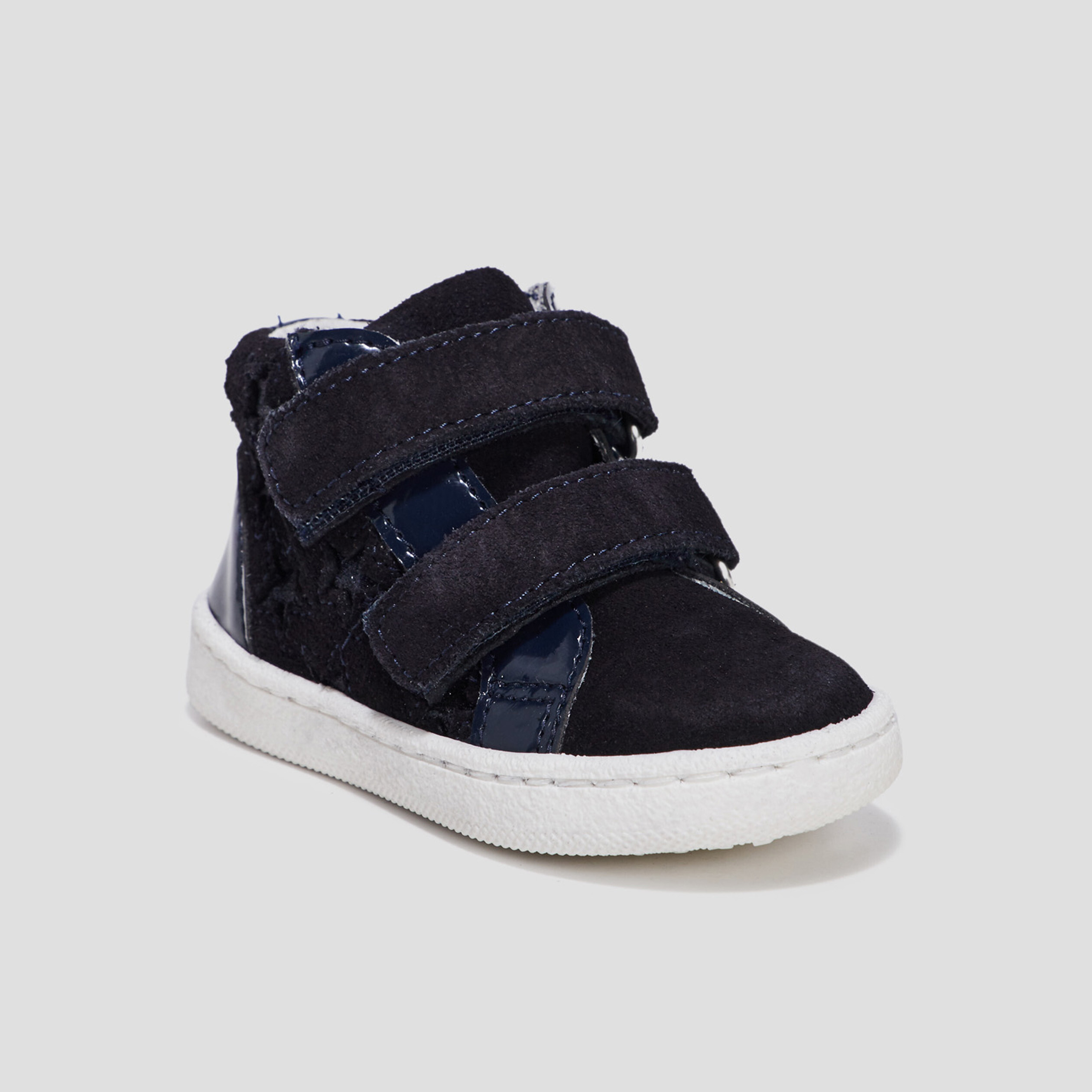 Baskets montantes en cuir bleu marine bébé fille | La Halle