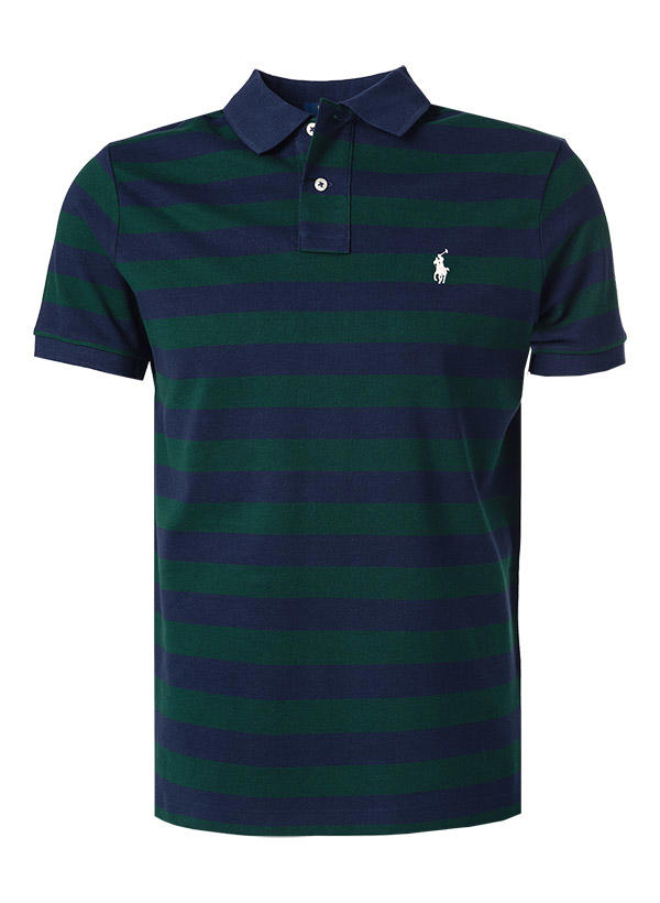 Polo Ralph Lauren, Polo-Shirt, Custom Slim Fit, Baumwoll-Piquè, grün-blau gestreift