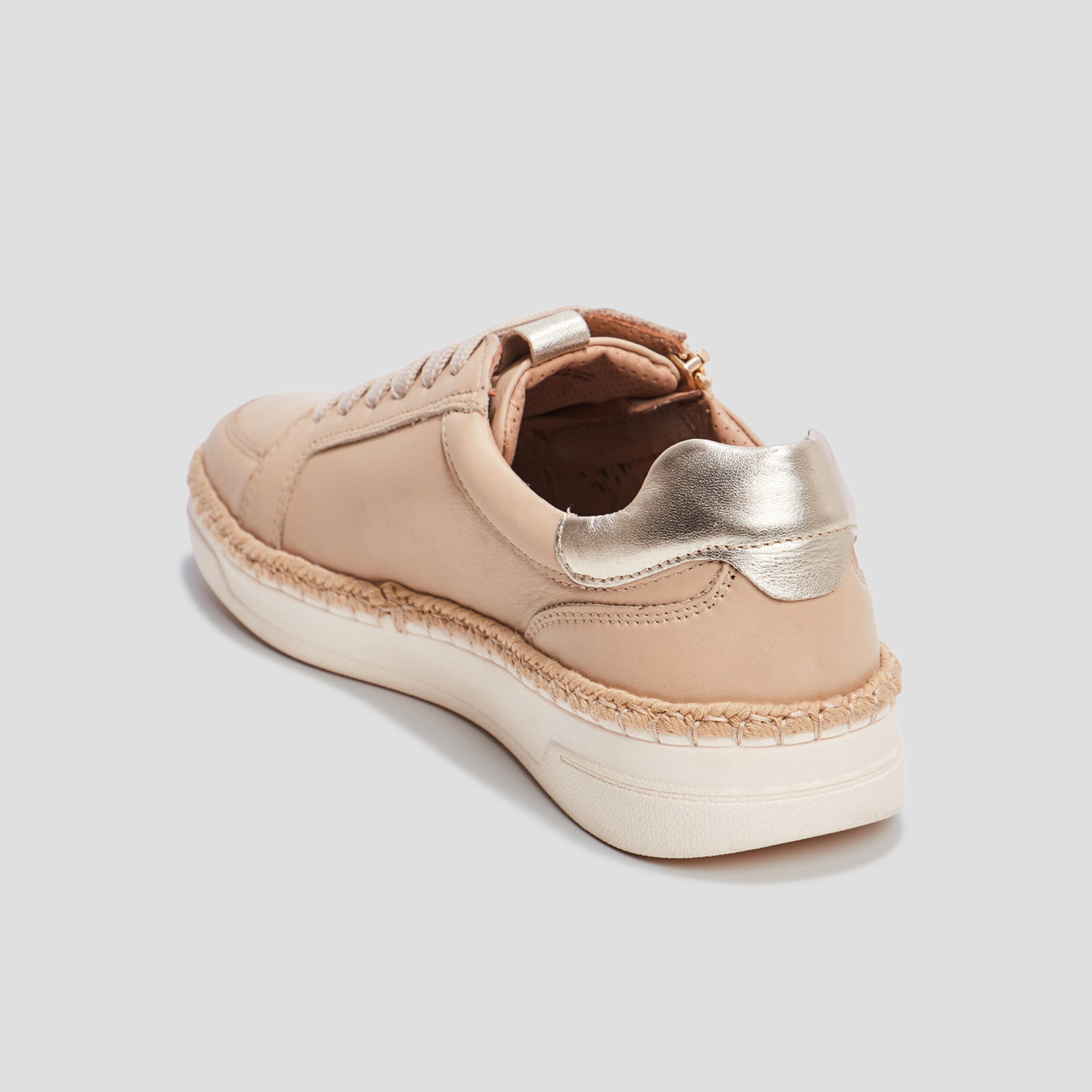 Derbies zippées en cuir pied large sable femme | La Halle