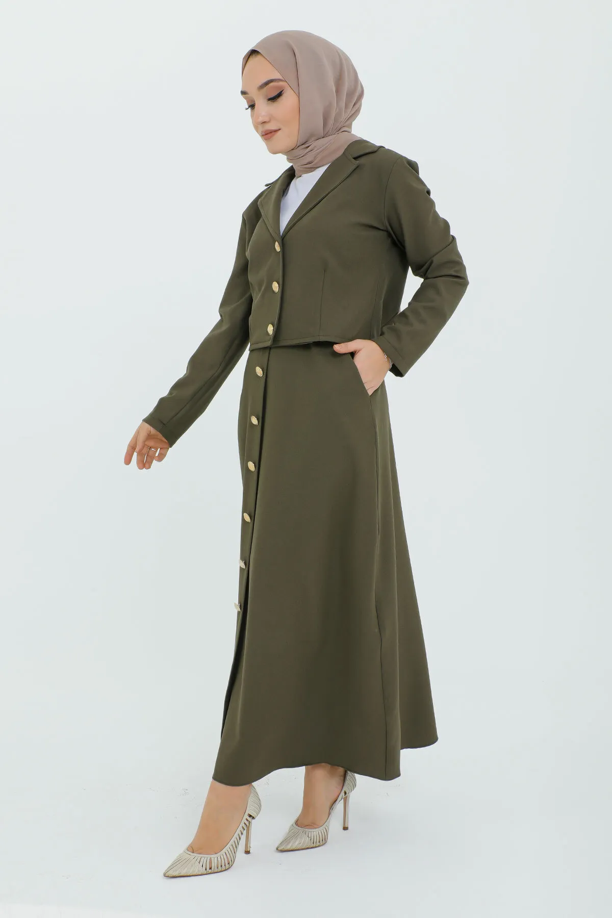 Tesettür Dünyası  Zweiteiler - Khaki - Regular Fit