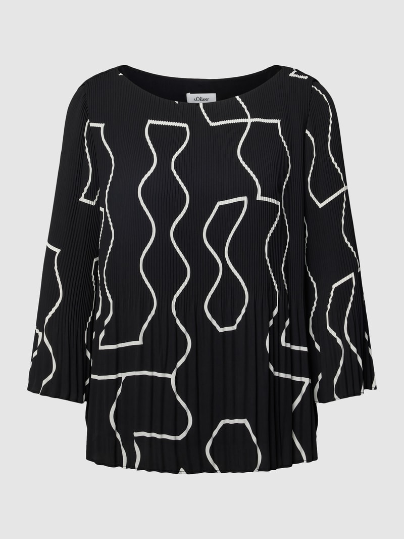 Bluse mit Plisseefalten in schwarz