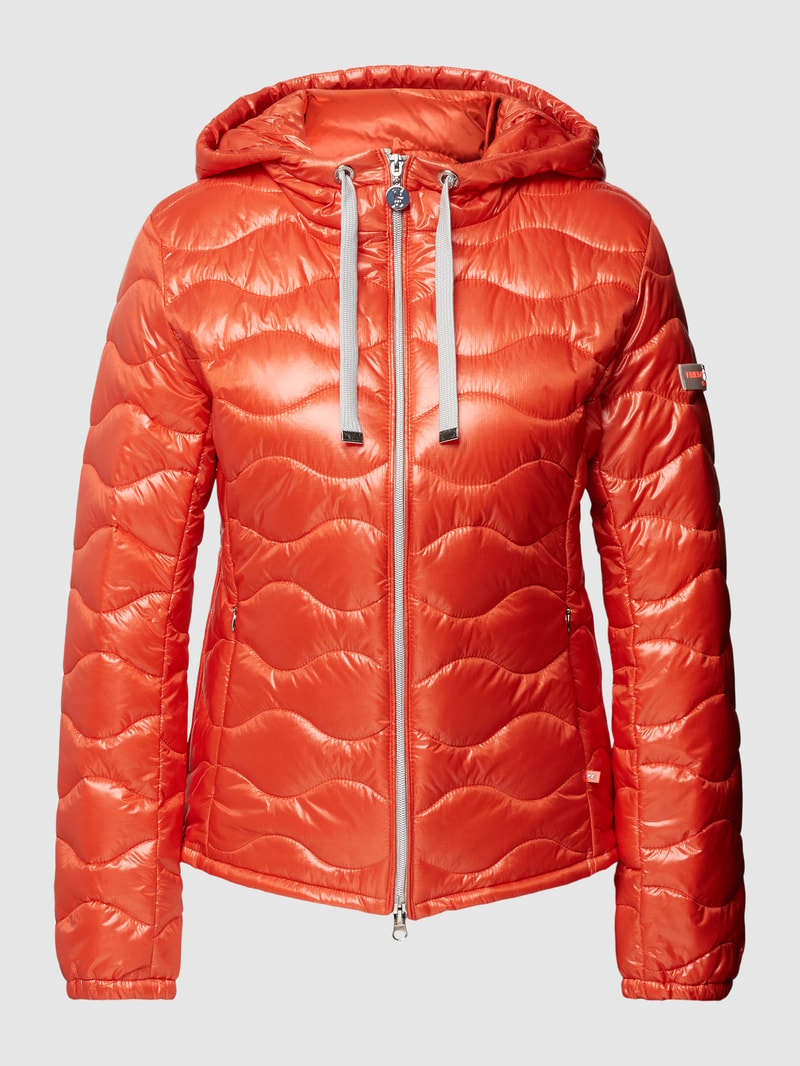 Steppjacke in Glanz-Optik in orange
