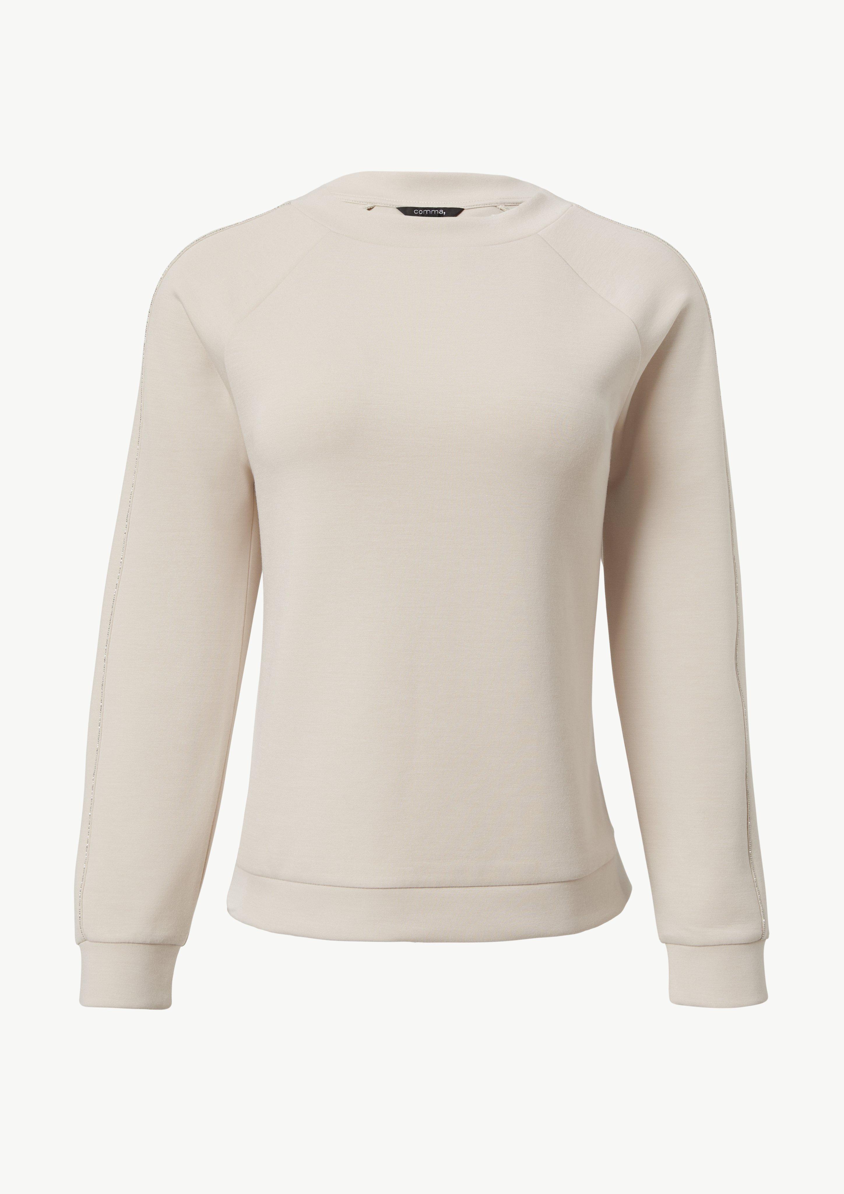 Sweatshirt aus Jersey mit Ziersteinen - helles beige