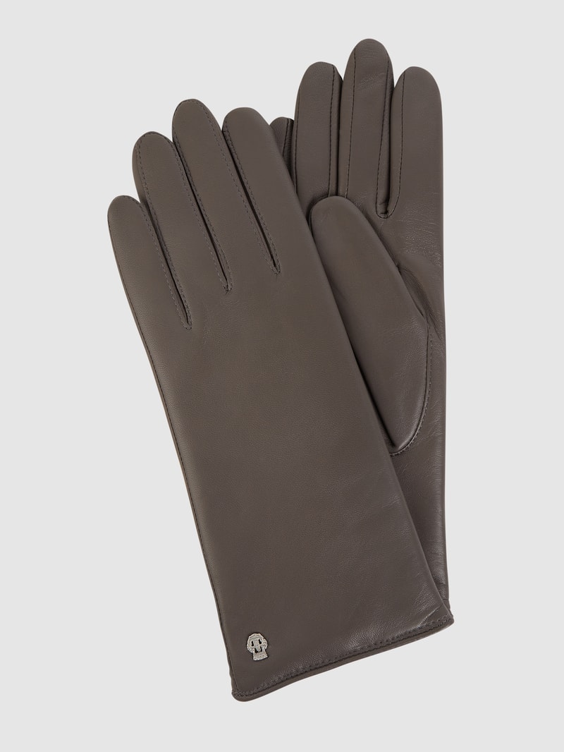 Handschuhe aus Leder in hellgrau
