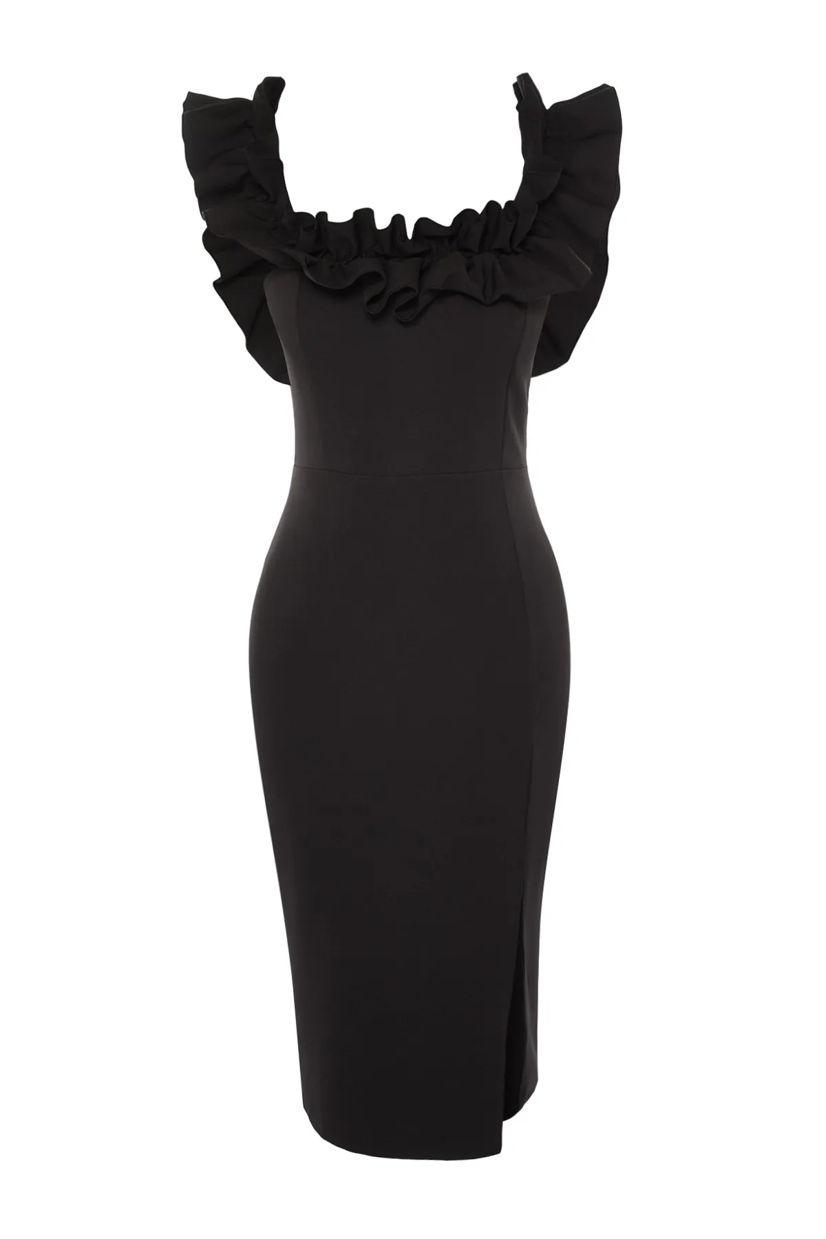 Trendyol Collection  Schwarzes, tailliertes, gewebtes Abendkleid TPRSS21EL1515