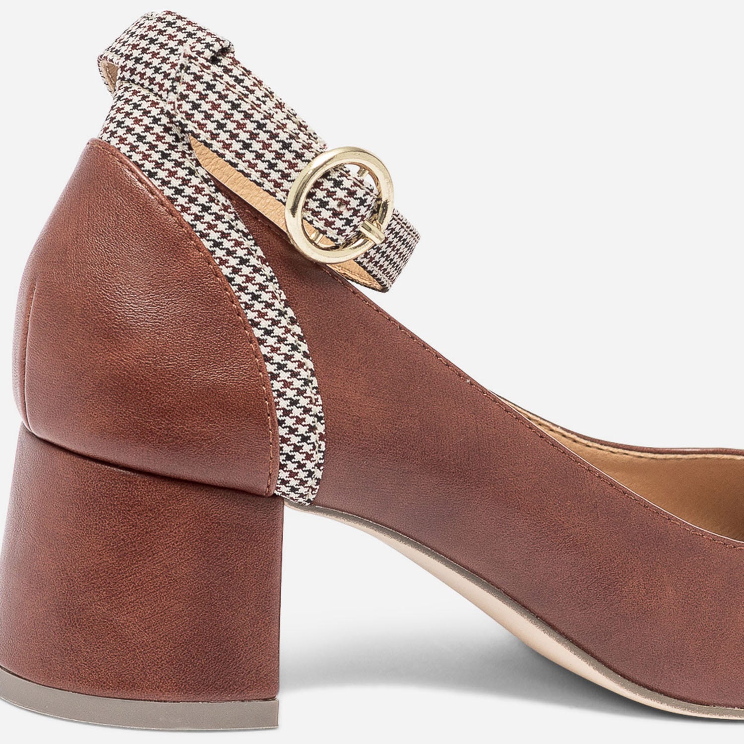 Babies cognac avec détails pied-de-poule