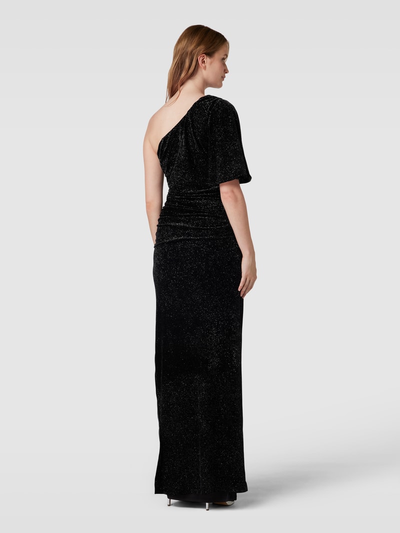 Abendkleid aus Samt mit One-Shoulder-Träger in schwarz