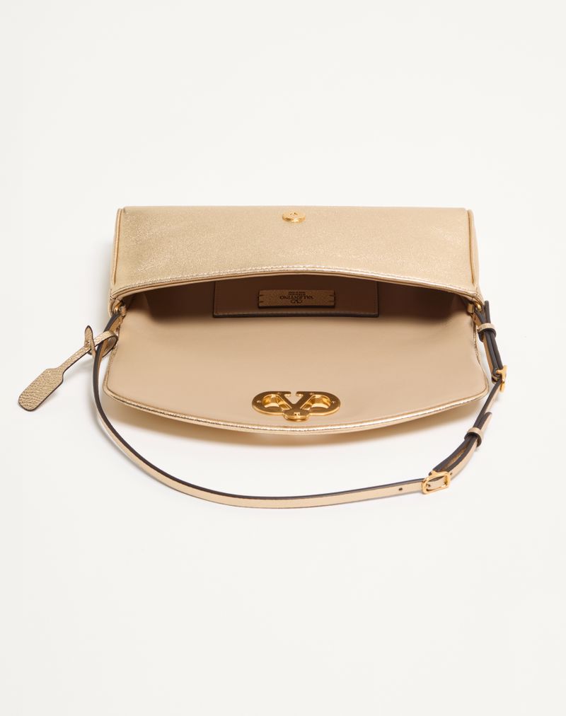 Bolsa de ombro pequena Valentino Garavani Devain em couro napa laminado
