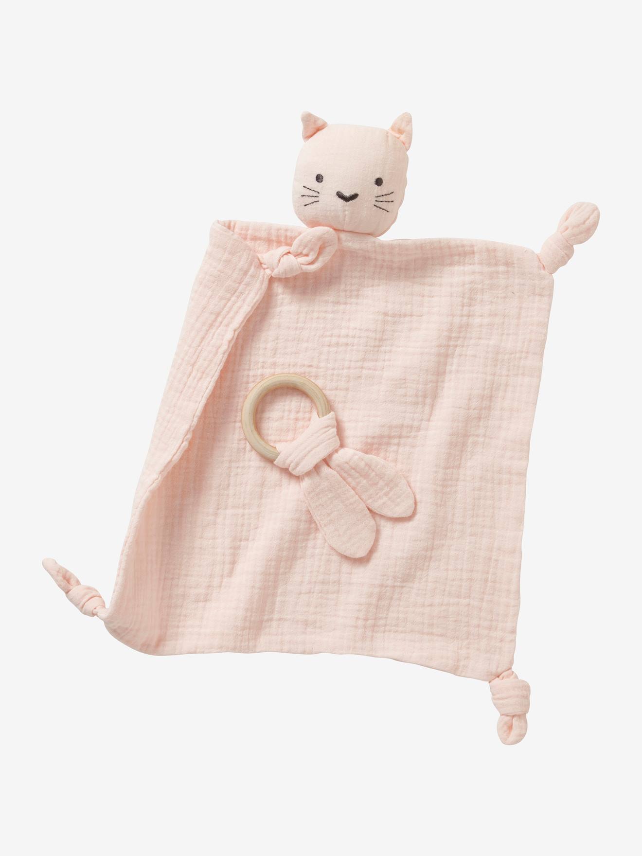 Vertbaudet Baby Geschenk-Set: Schmusetuch & Greifling im Geschenkbeutel - rosa