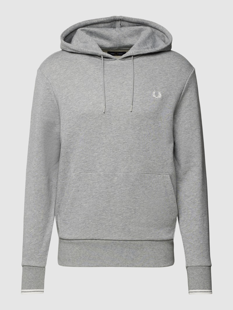 Hoodie mit Logo-Stitching Modell 'Tipped' in hellgrau meliert