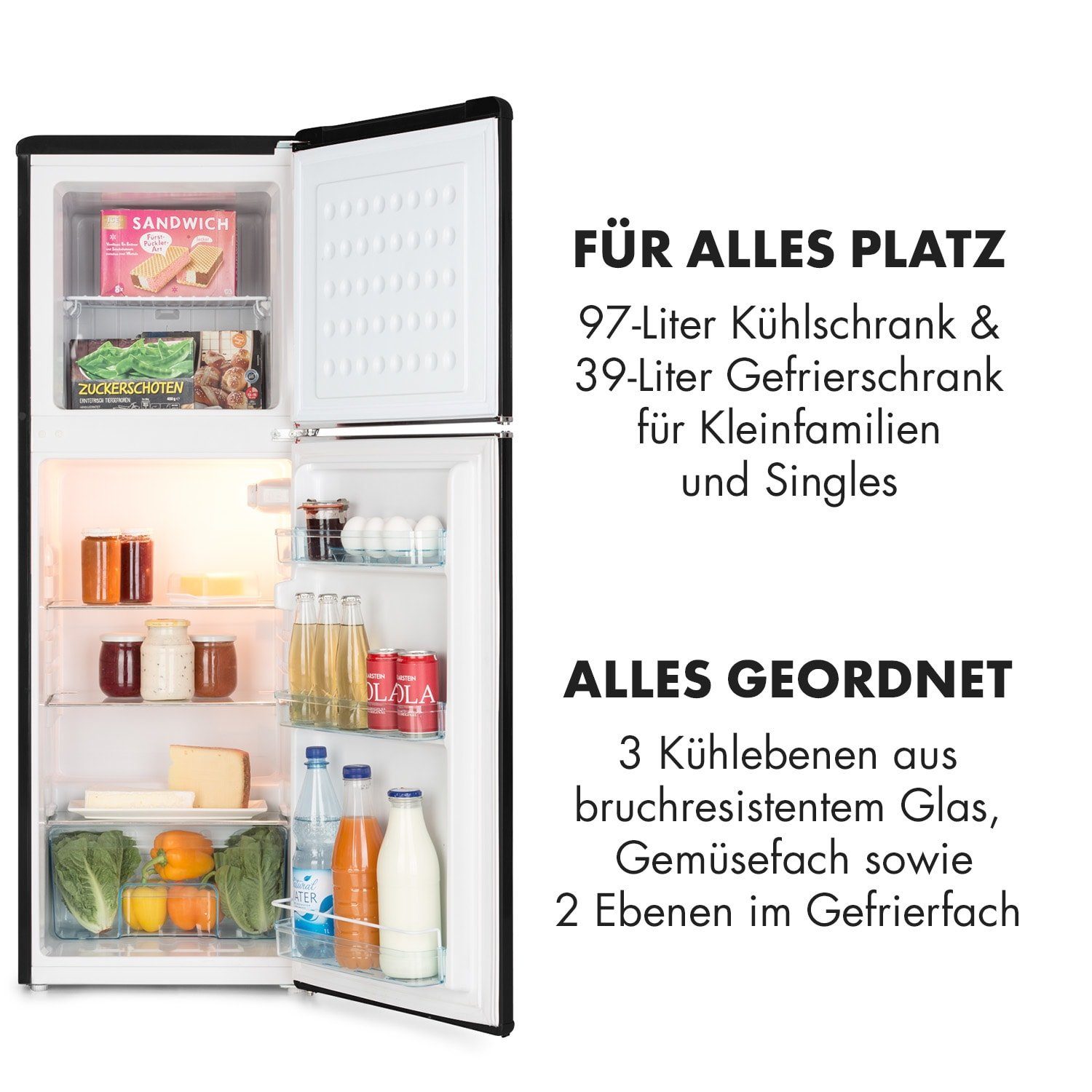 Klarstein Kühl-/Gefrierkombination CO2-AudreyB-R 10033193, 129.5 cm hoch, 45.5 cm breit