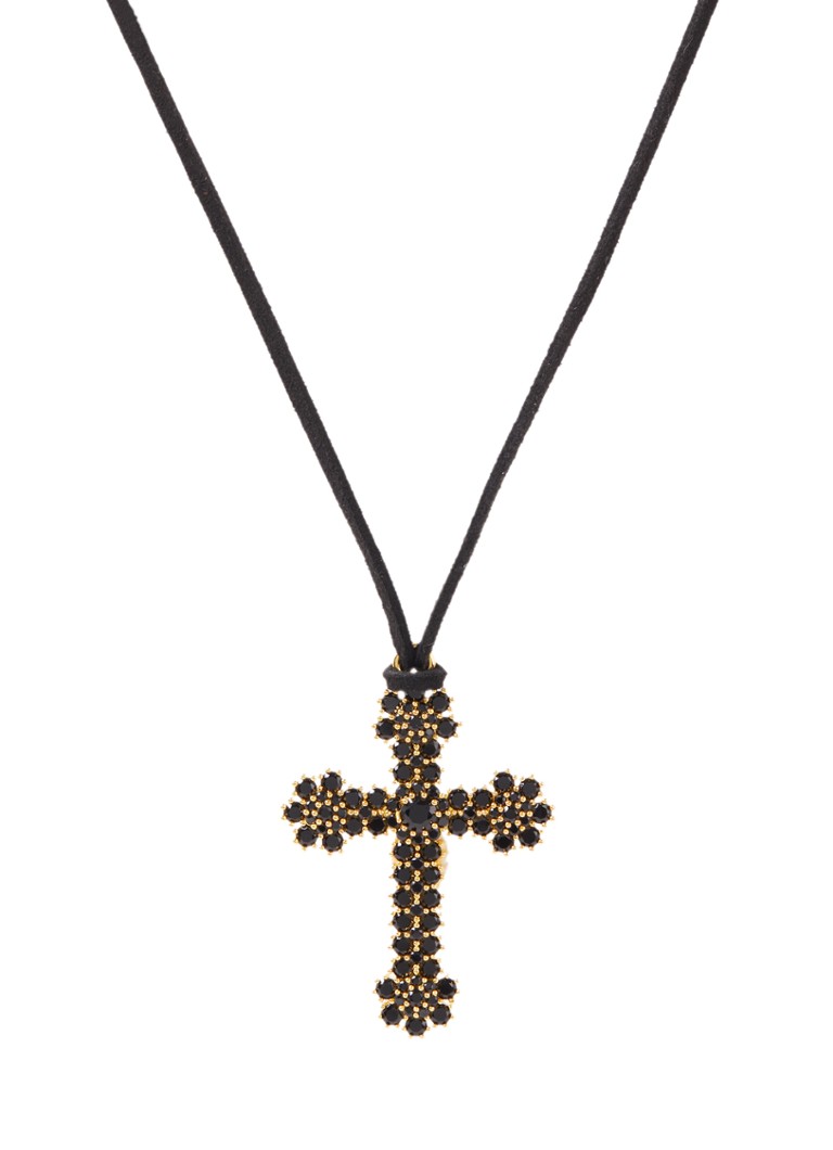 Ogrlica Franky Amsterdam The Kourtney Cross, pozlačena