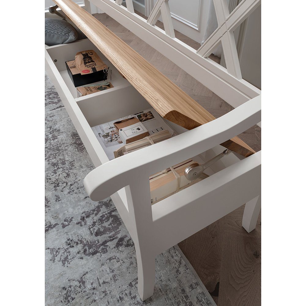 Lomadox Esszimmer-Set ESBJERG-69, (Spar-Set, 5-St), Kiefer weiß lackiert mit Eiche geölt, Landhausstil, inkl. Beleuchtung