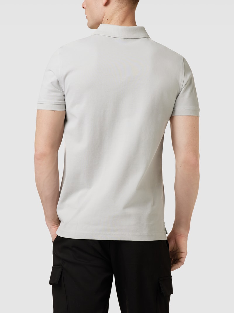 Poloshirt mit Logo-Stitching in hellgrau