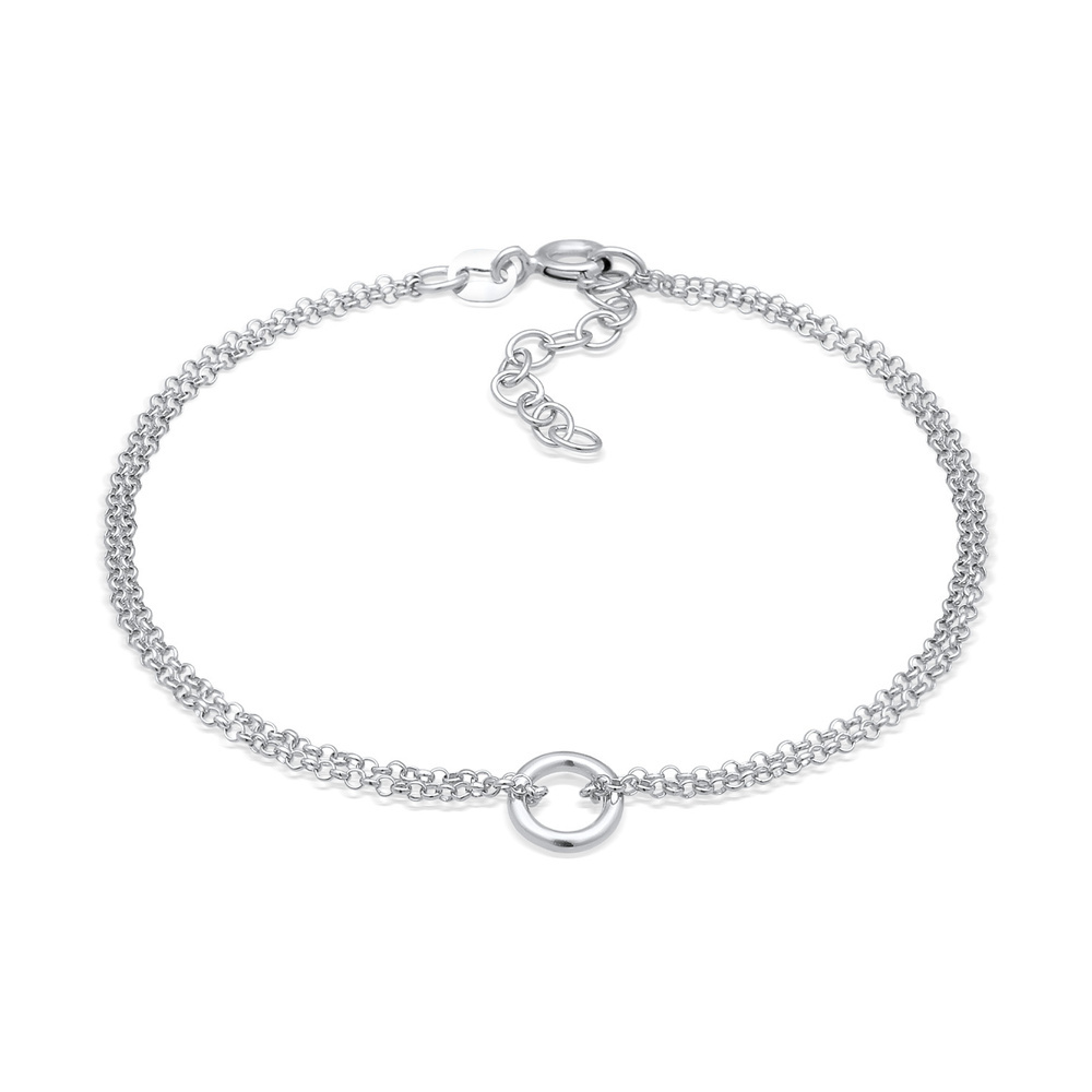 Elli Elli Bracelet Femmes pendentif cercle rond géo en argent sterling 925 Bracelet
