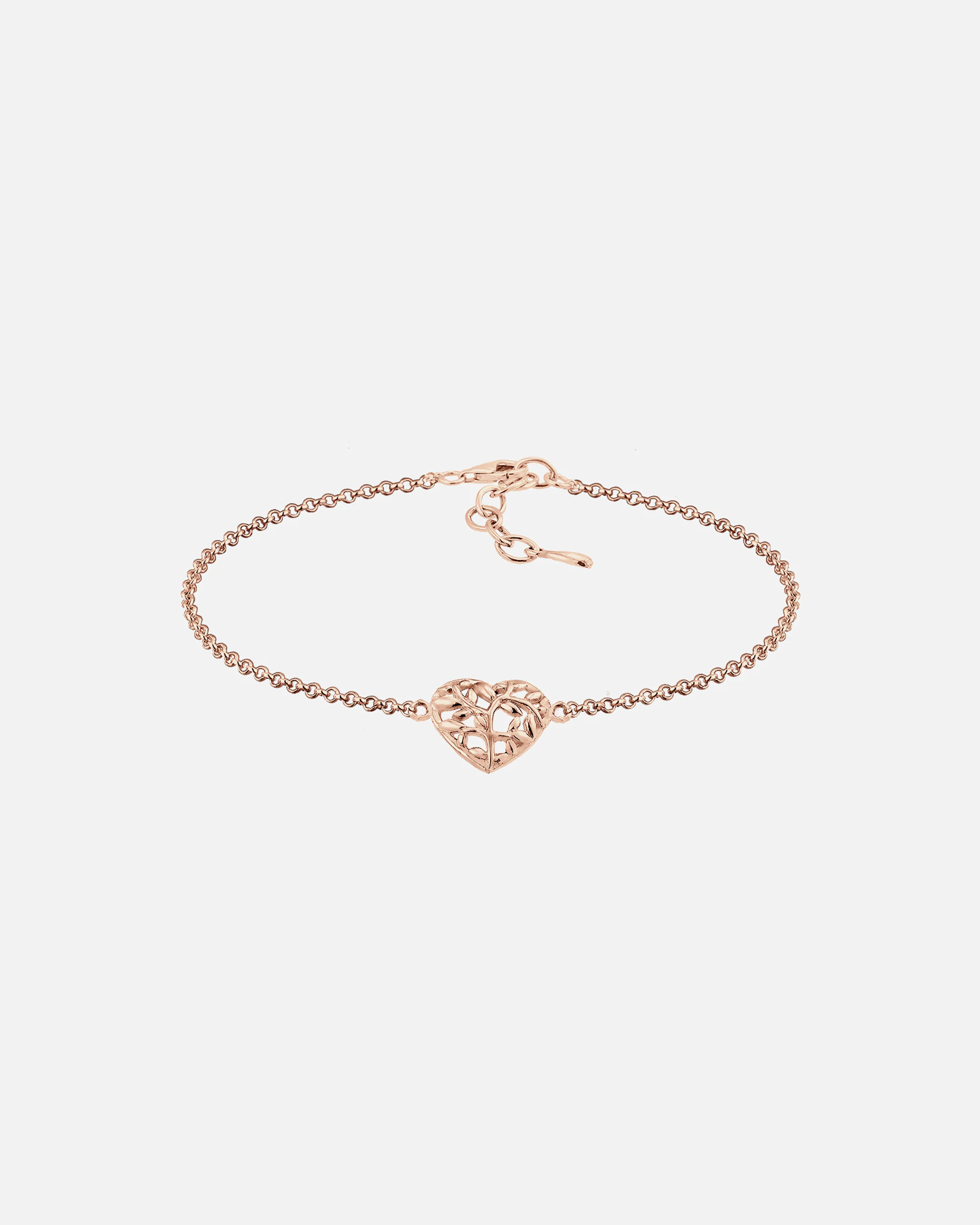Elli Árbol de la Vida Corazón Hoja Floral Plata Chapada en Oro Rosa (925/1000)