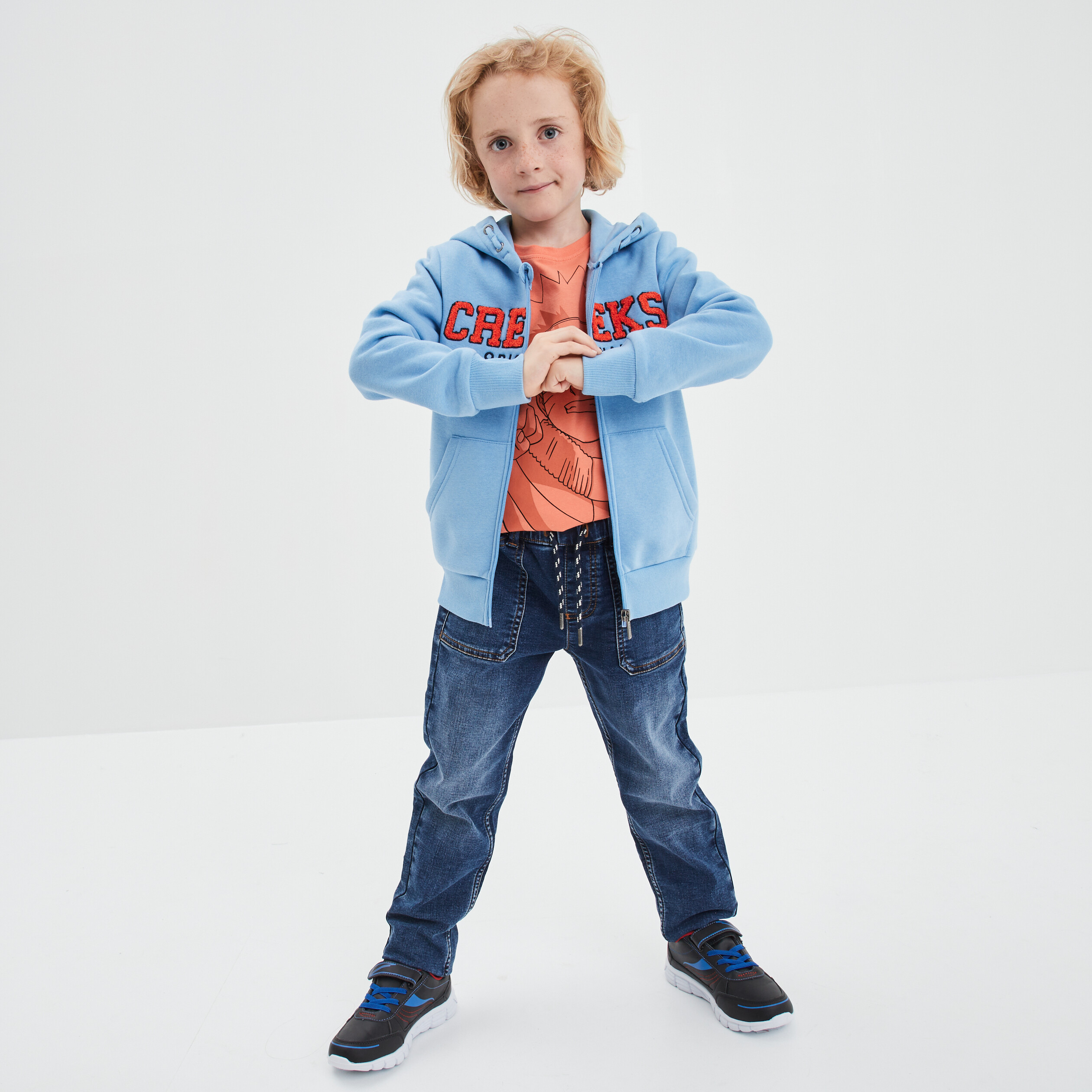 Sweat zippé à capuche Creeks bleu garçon | La Halle