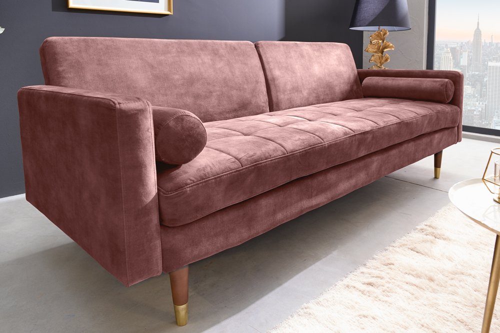 riess-ambiente Schlafsofa COUTURE 196cm altrosa / braun, Einzelartikel 1 Teile, Wohnzimmer · Microvelours · Bettfunktion