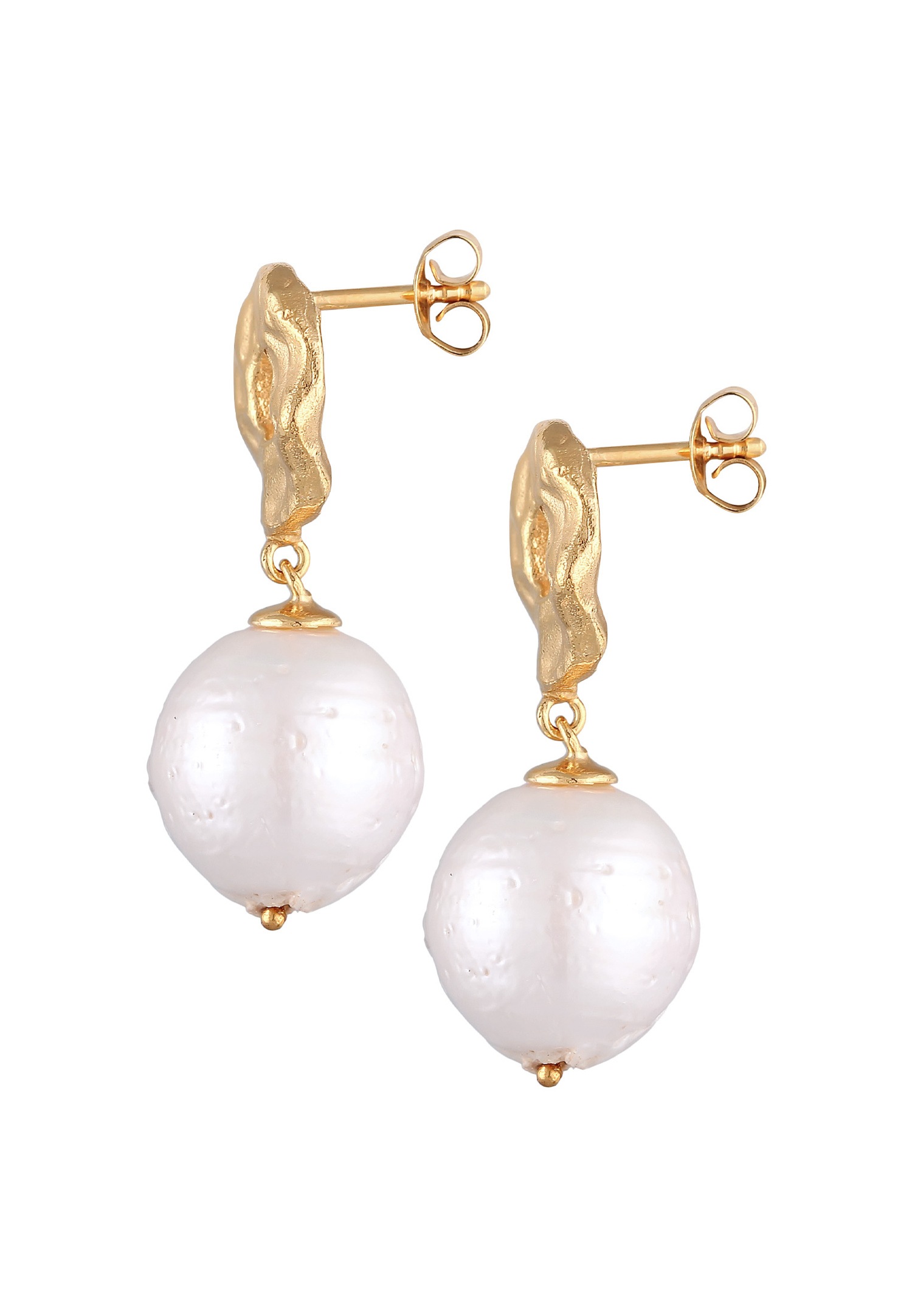 Orecchini da donna Elli PREMIUM in stile barocco strutturato con perle coltivate d'acqua dolce in argento sterling 925